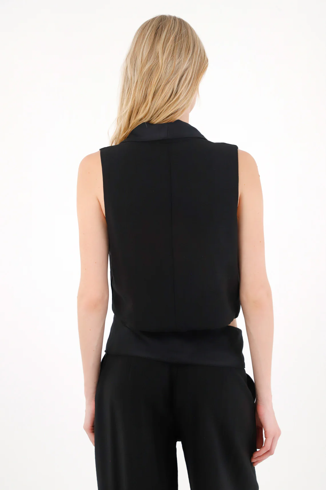 Black Satin Lapel Vest for Women - Image 5