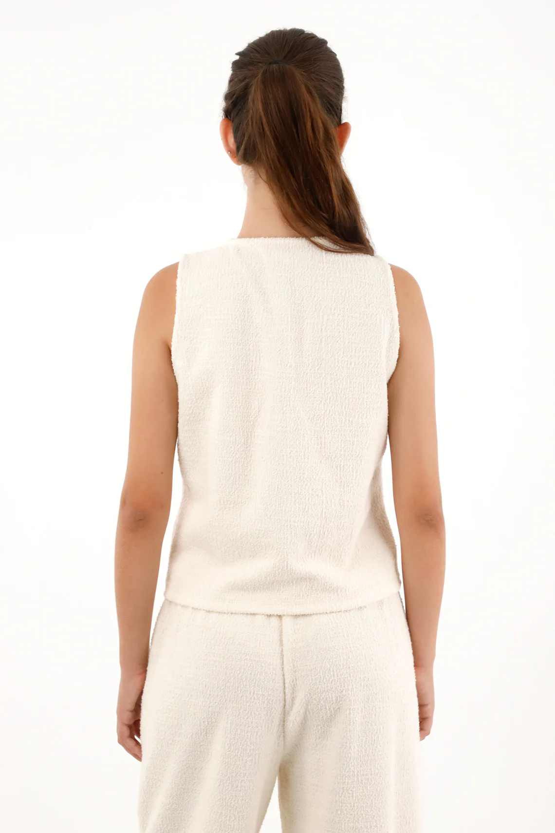 Off-White Tweed Knit Vest for Women - Image 4