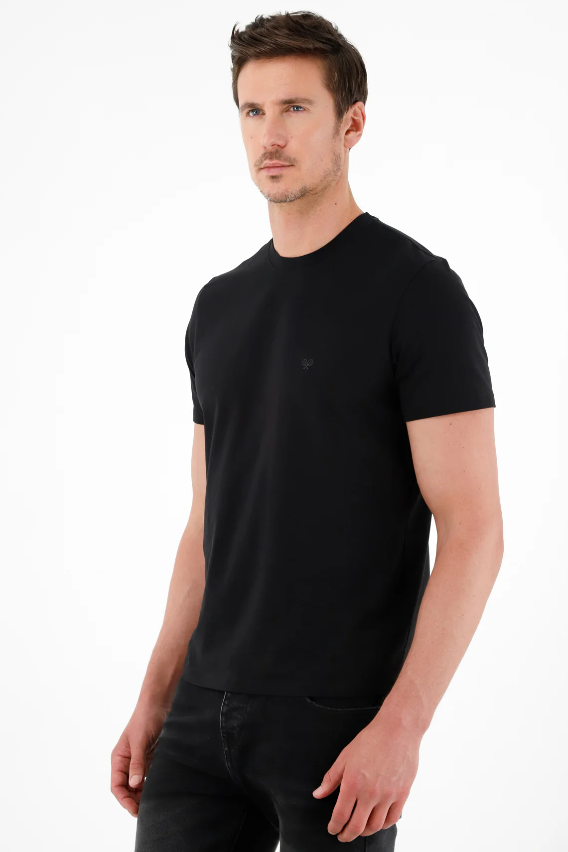 Black crew neck t-shirt for men - Image 2