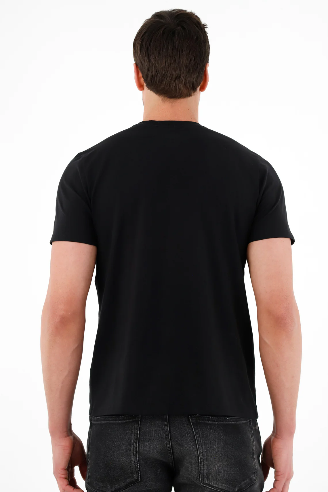 Black crew neck t-shirt for men - Image 4