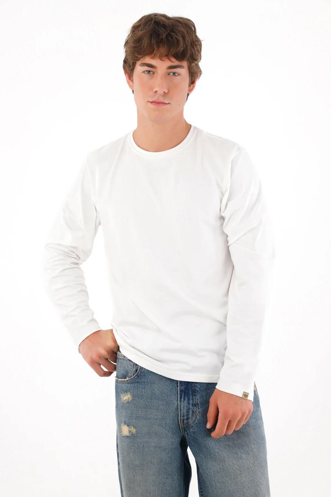 White Crew Neck T-Shirt for Men - Image 3
