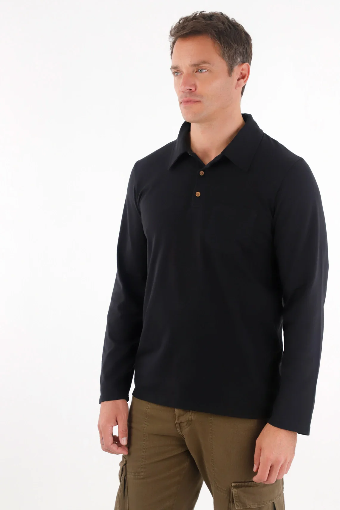 Black Polo Collar T-Shirt for Men - Image 3