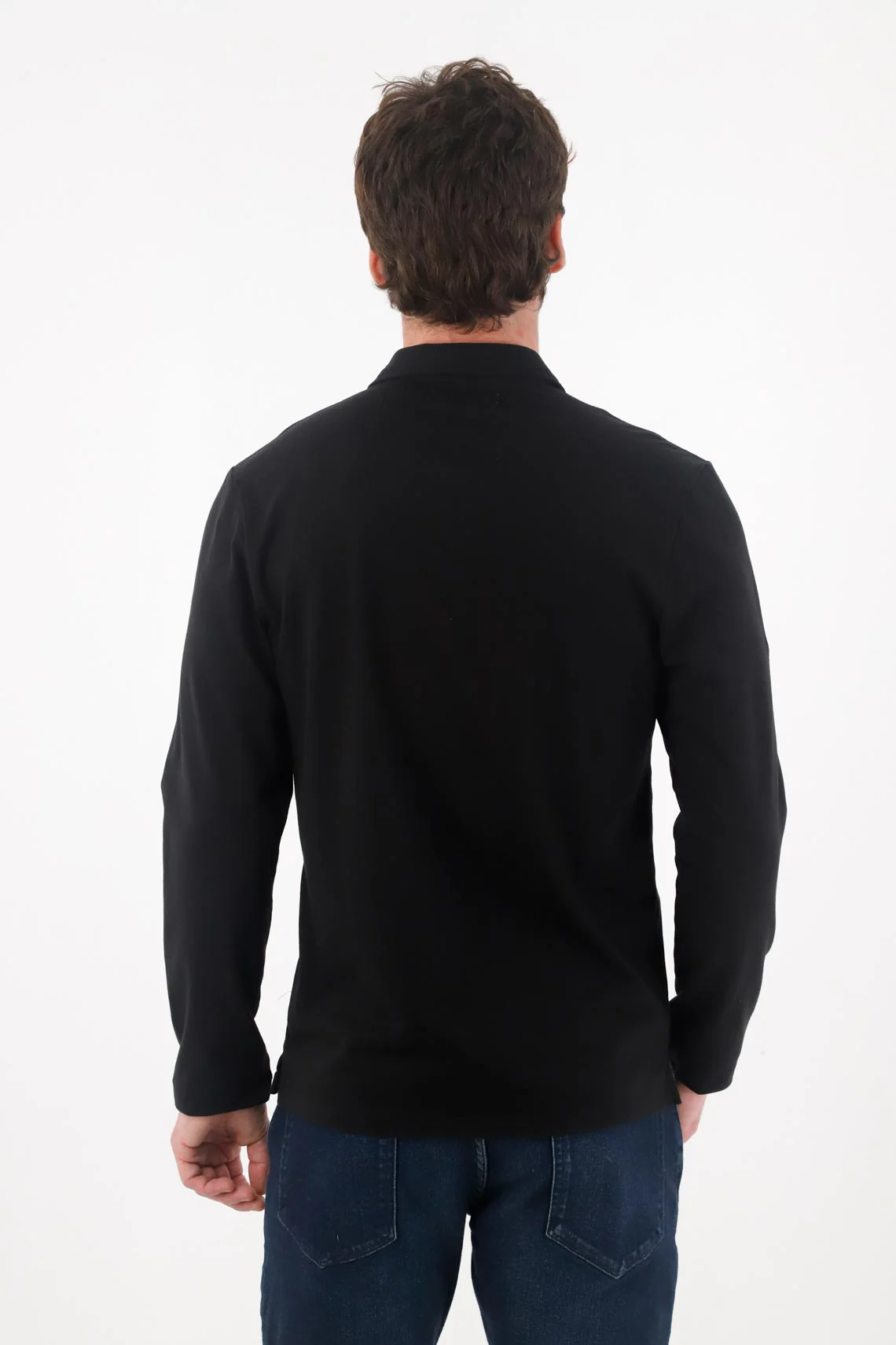 Black long sleeve polo for men - Image 4