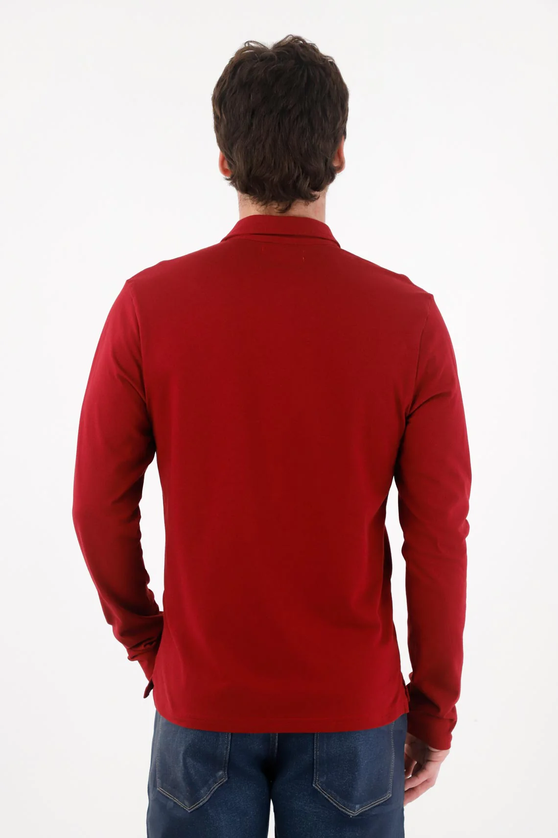 Red Long Sleeve Polo for Men - Image 4