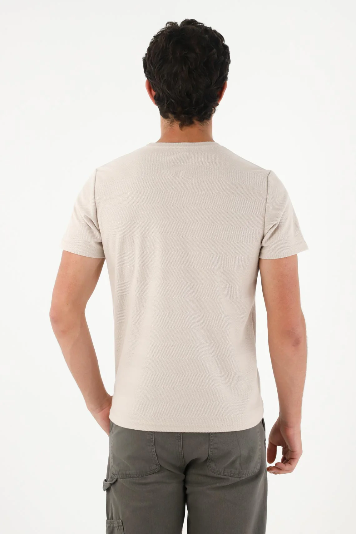 Basic T-Shirt with Brown Racket for Men - Image 4