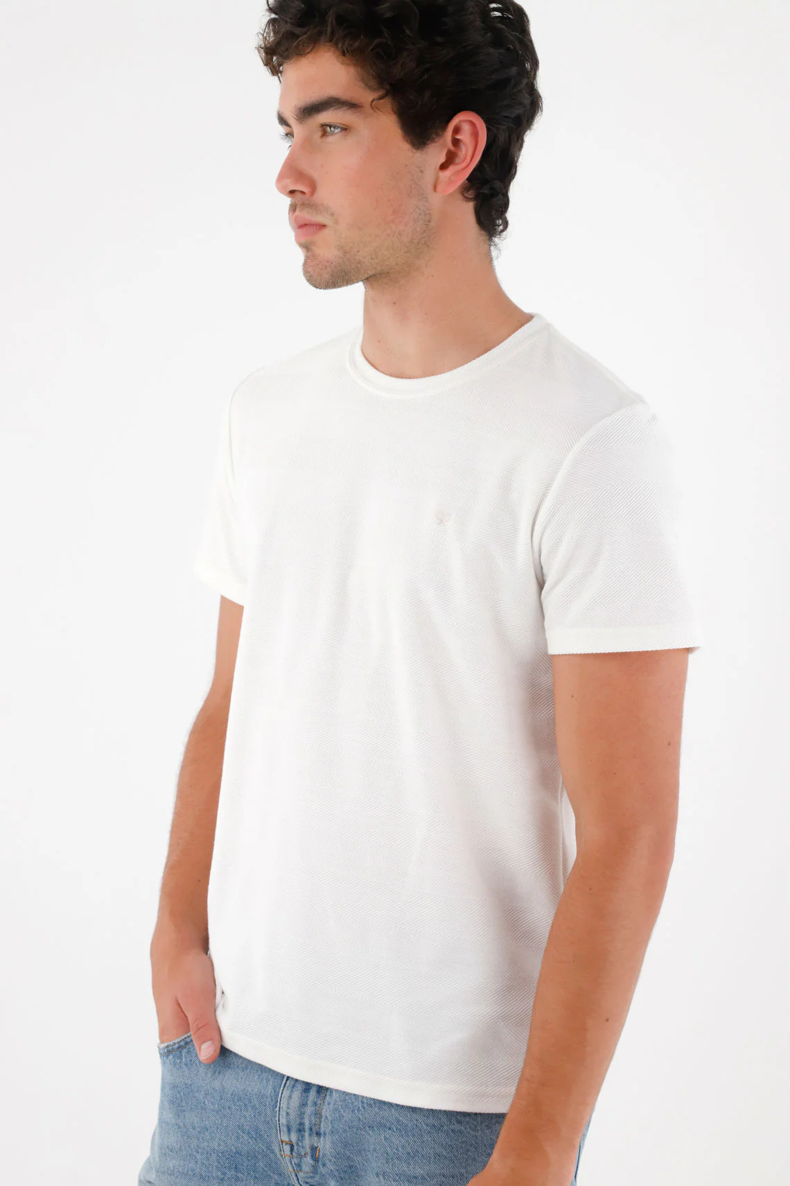 Basic T-Shirt with Racket Off-White for Men - Image 3