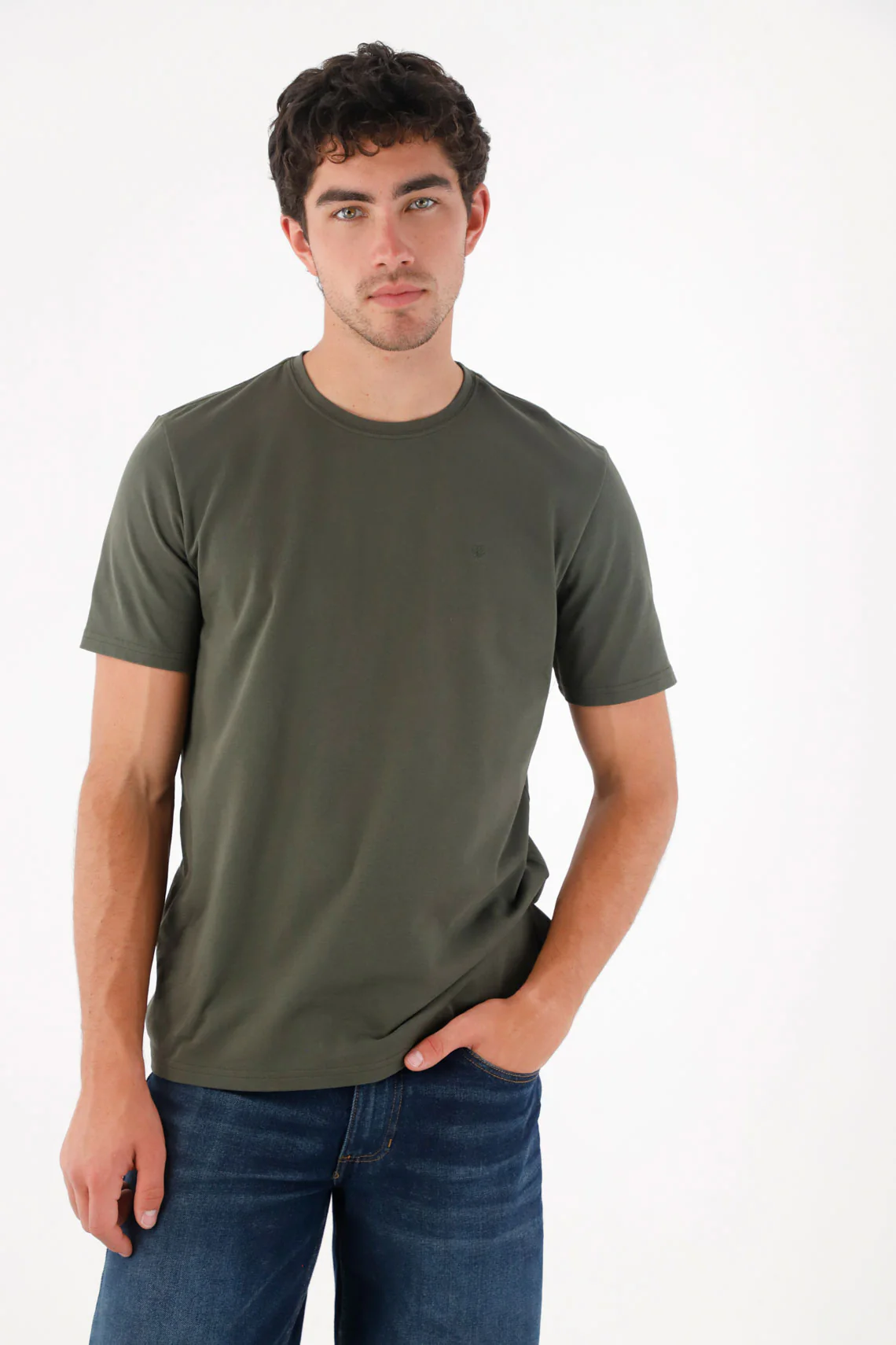Basic T-Shirt with Green Racket for Men