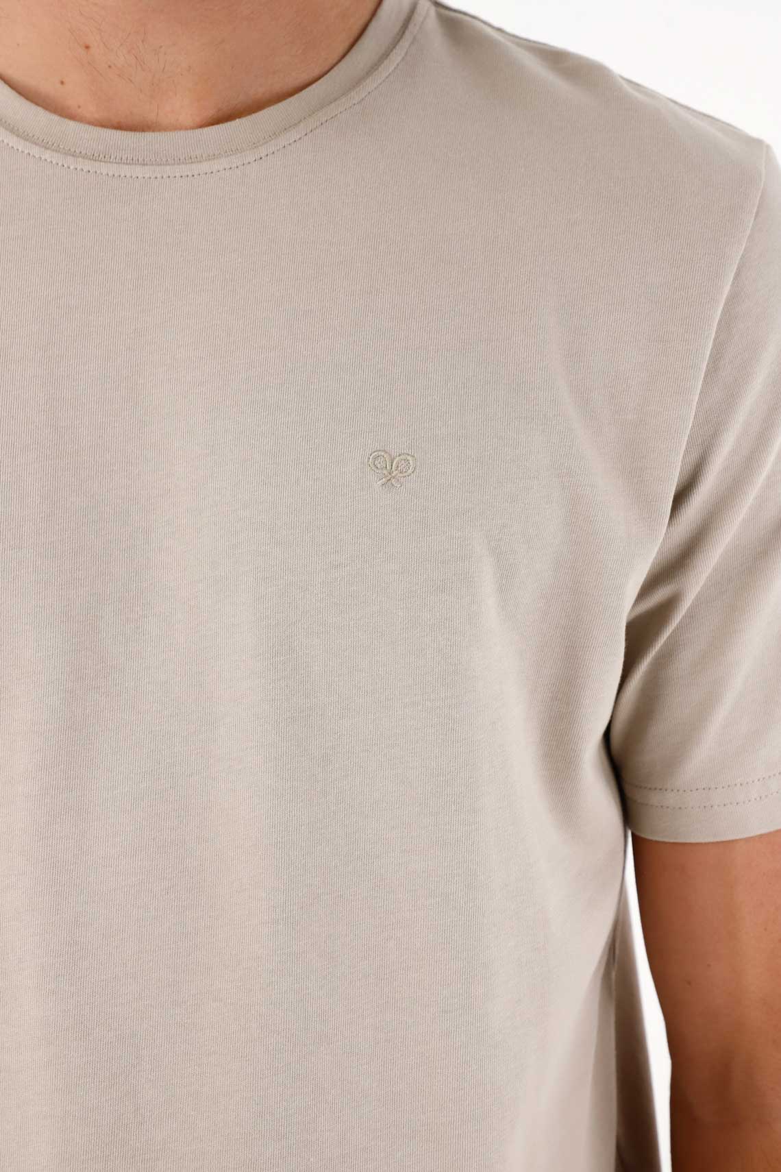 Basic Gray T-Shirt with Racket for Men - Image 2