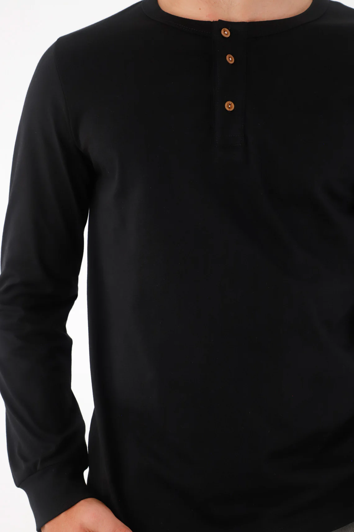 Black Long Sleeve T-Shirt for Men - Image 3