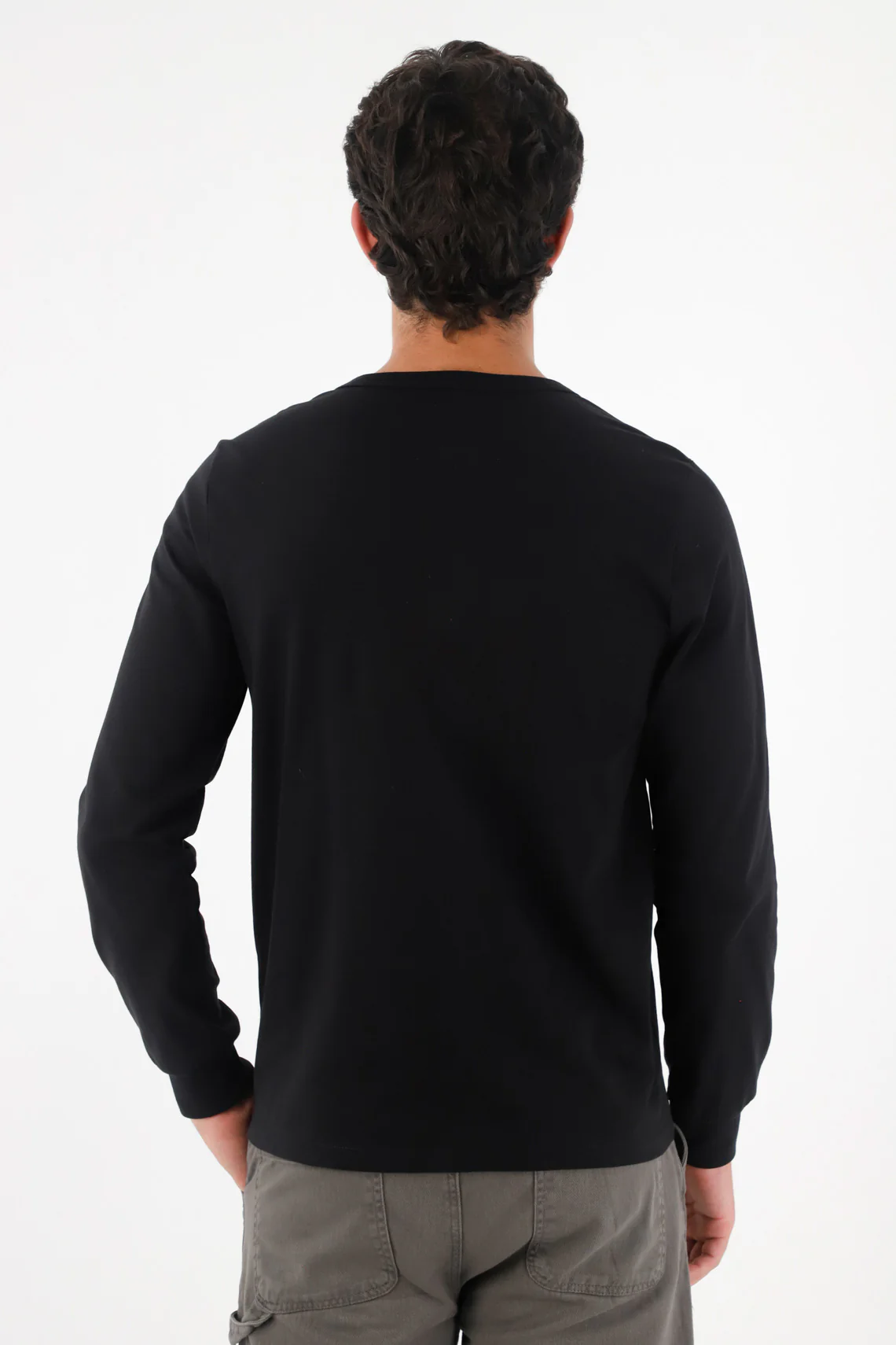 Black Long Sleeve T-Shirt for Men - Image 4