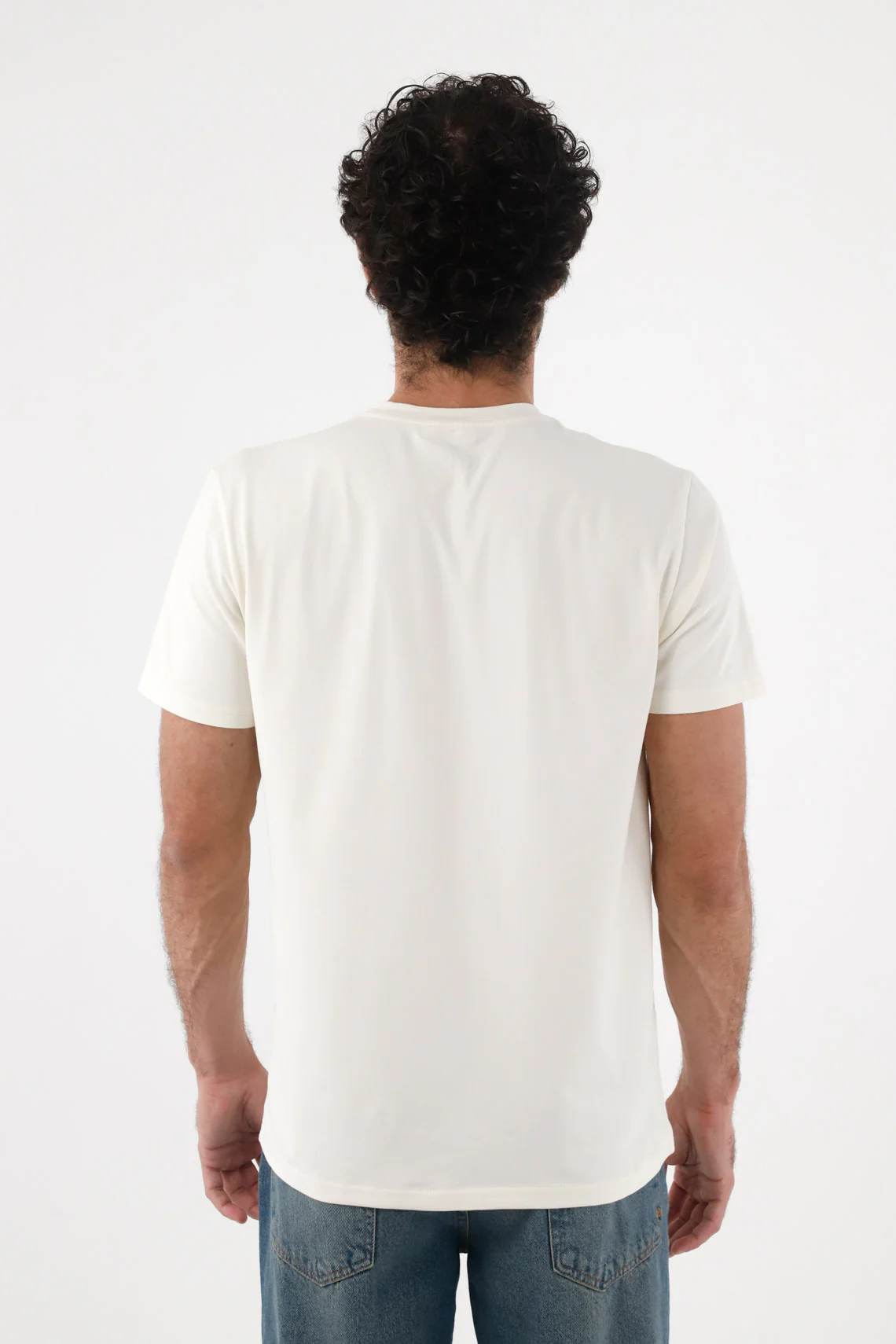 Regular Fit White Cotton T-Shirt for Men with Mini Rackets on the Chest - Image 4