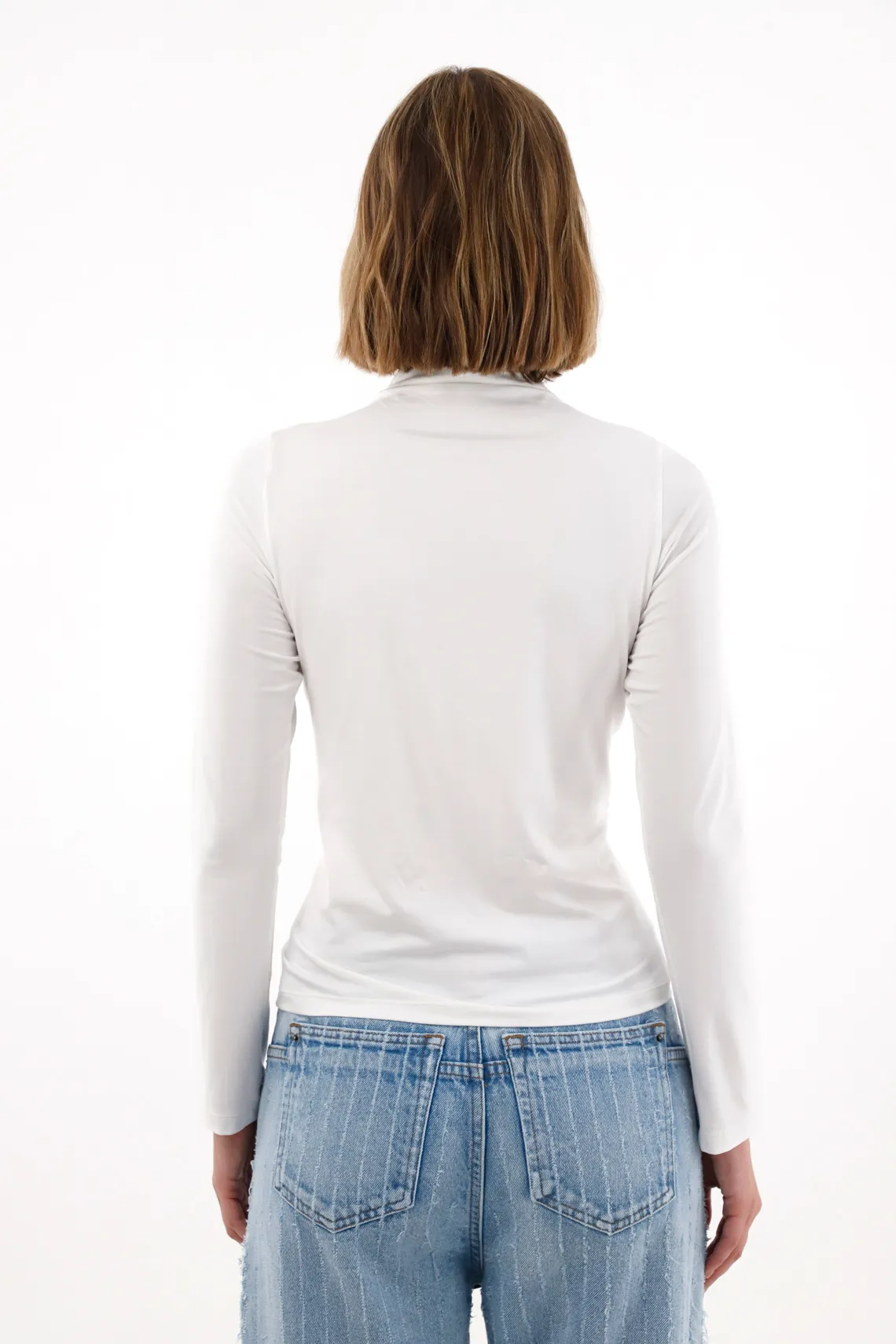 Turtleneck Long Sleeve T-Shirt in Off-White for Women - Image 4