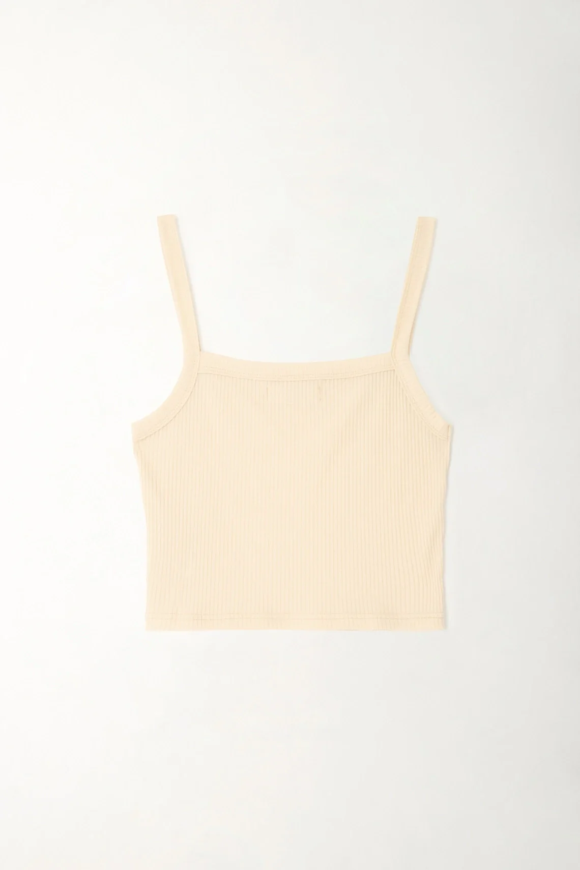 Cream Ribbed T-Shirt for Women - Image 5