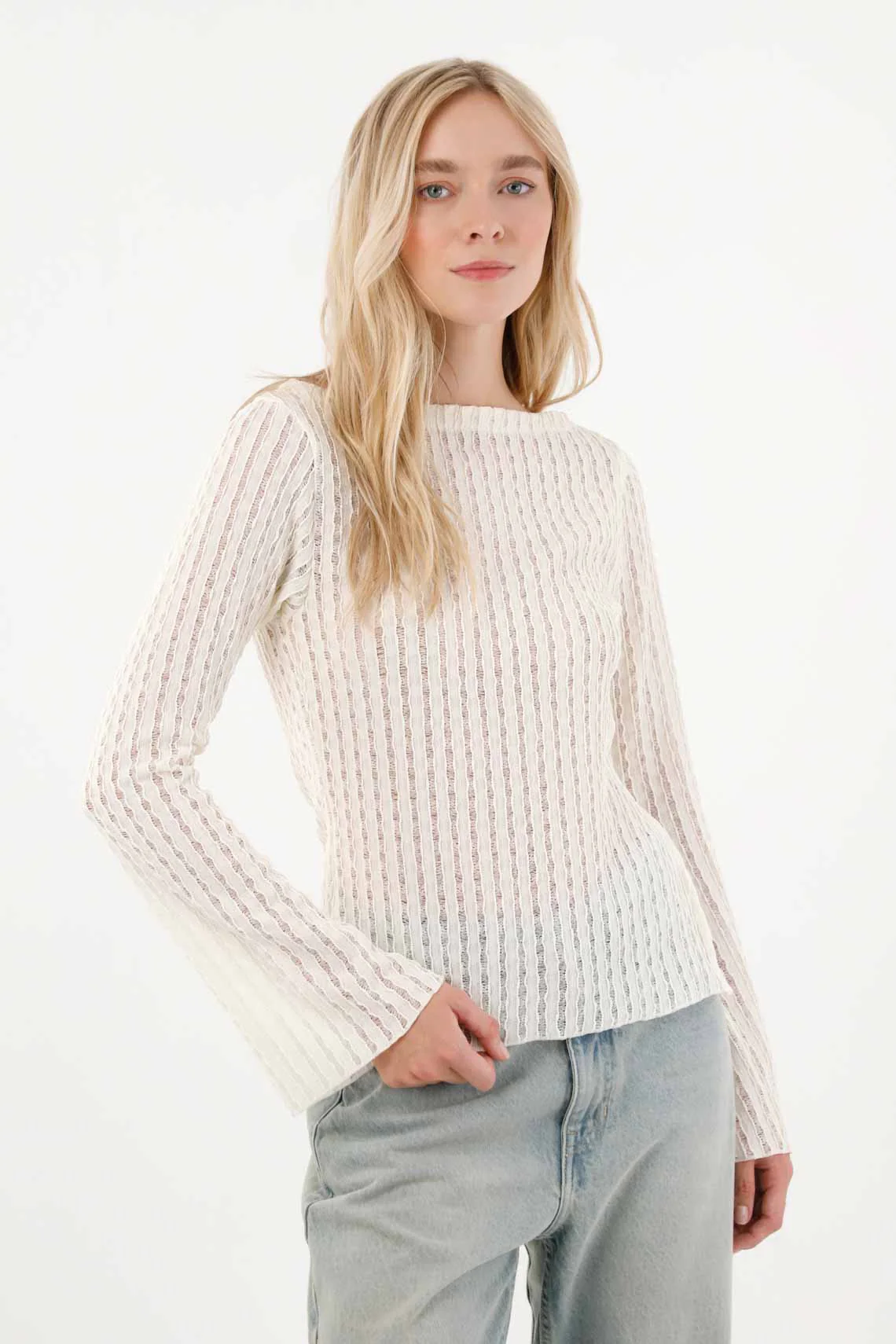 Long Sleeve Textured T-Shirt for Women