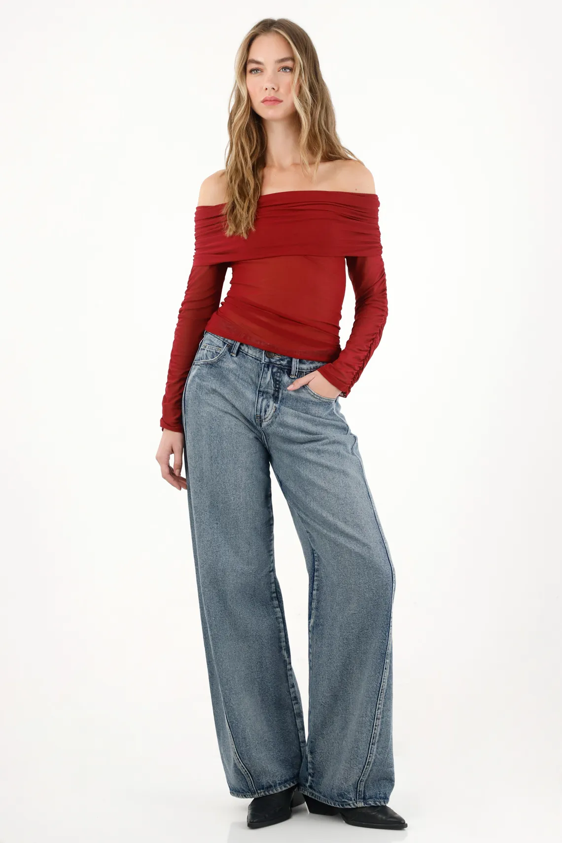 Red Boat Neck T-Shirt for Women