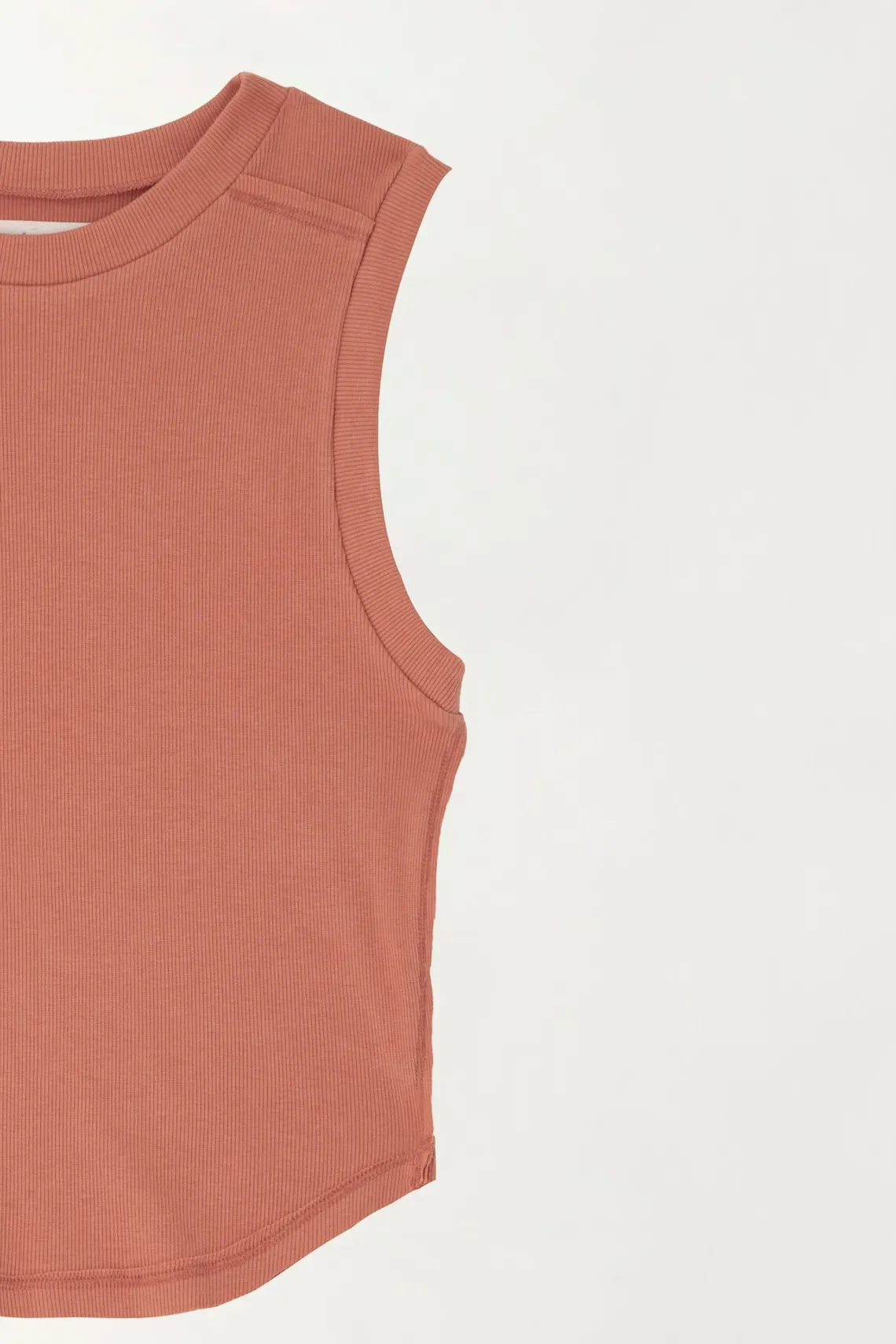 Brown Rib Crop T-shirt for Women - Image 2