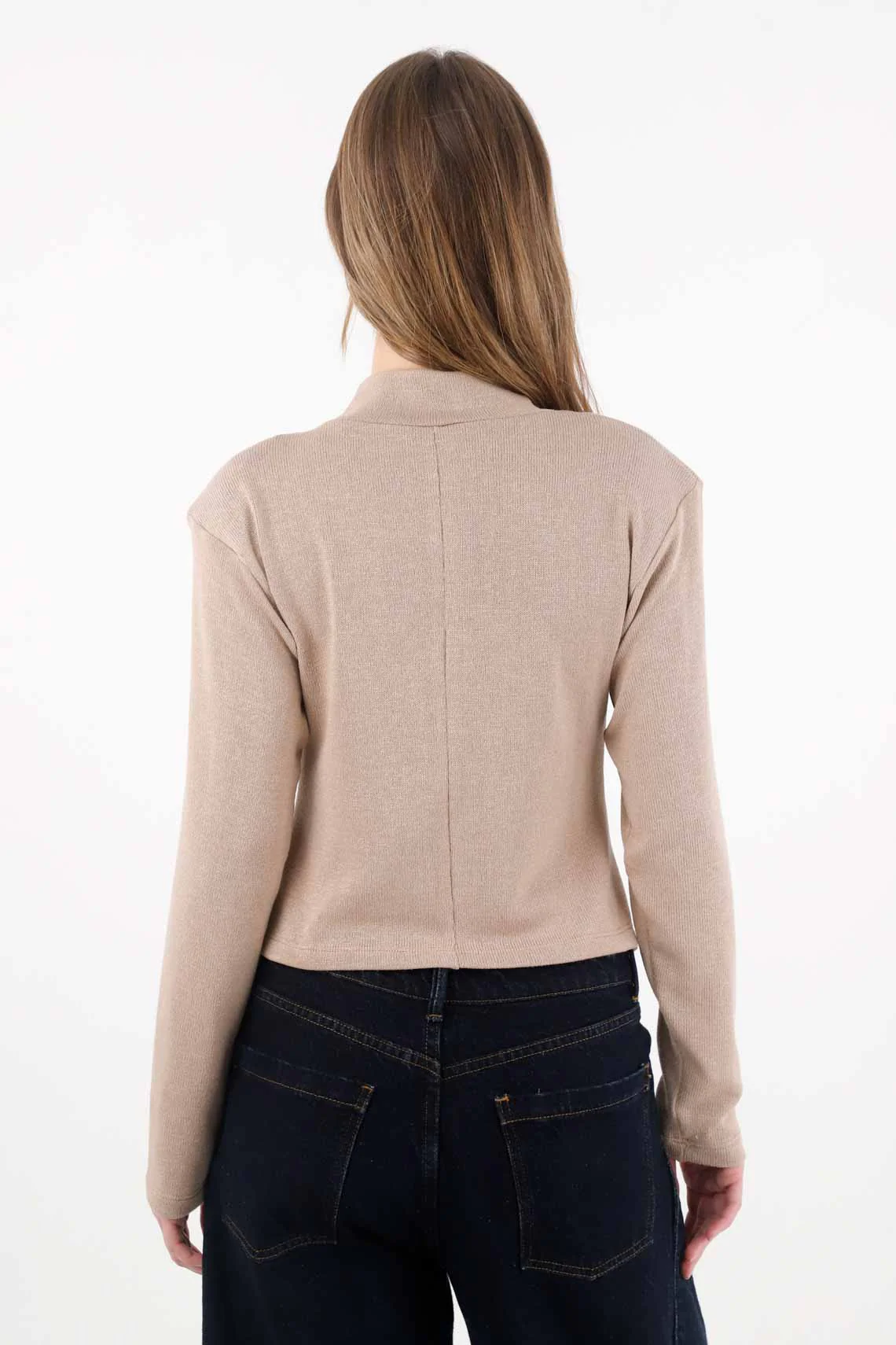 Off-white turtleneck T-shirt for women - Image 4