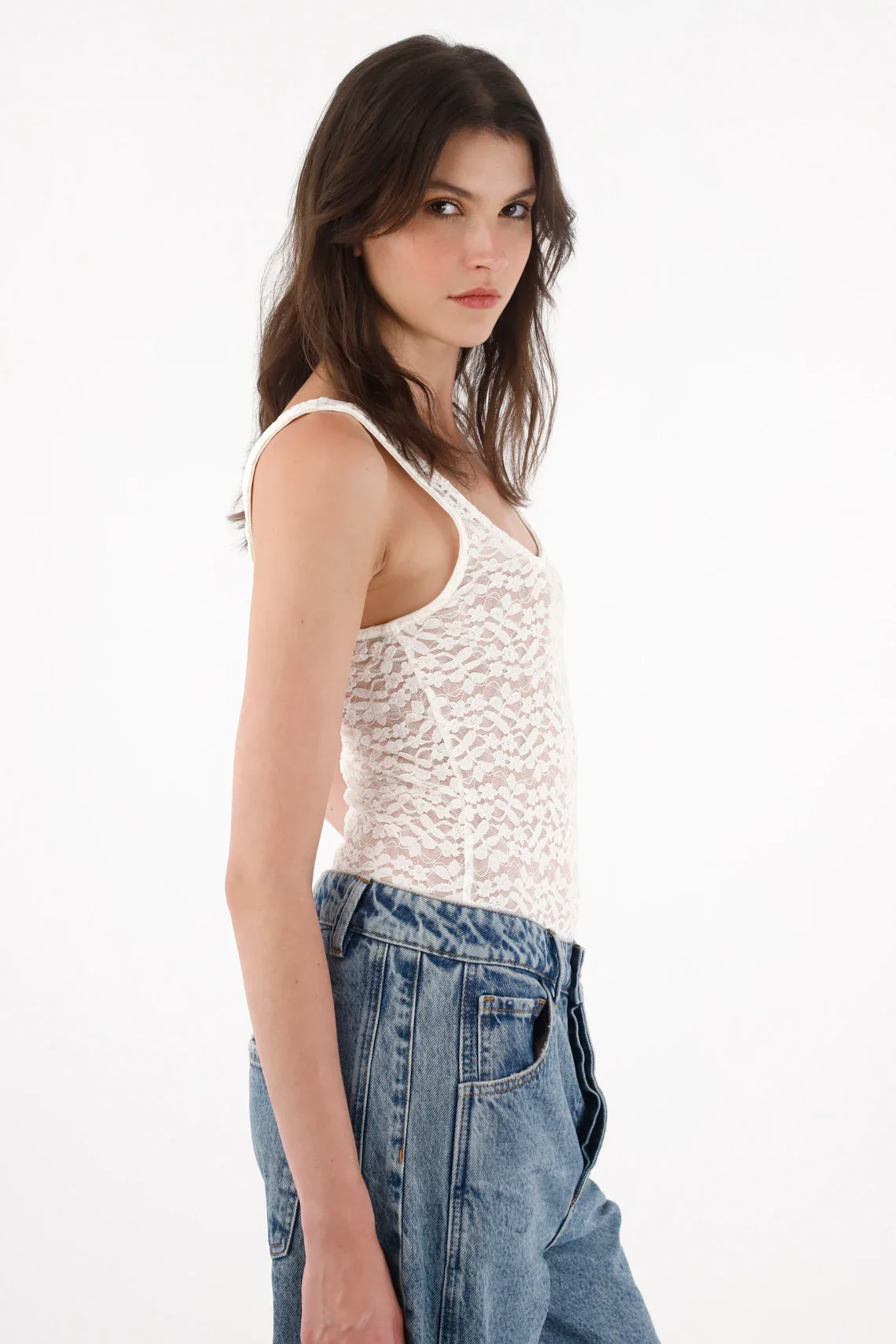 Off-White Lace Bodysuit for Women - Image 2