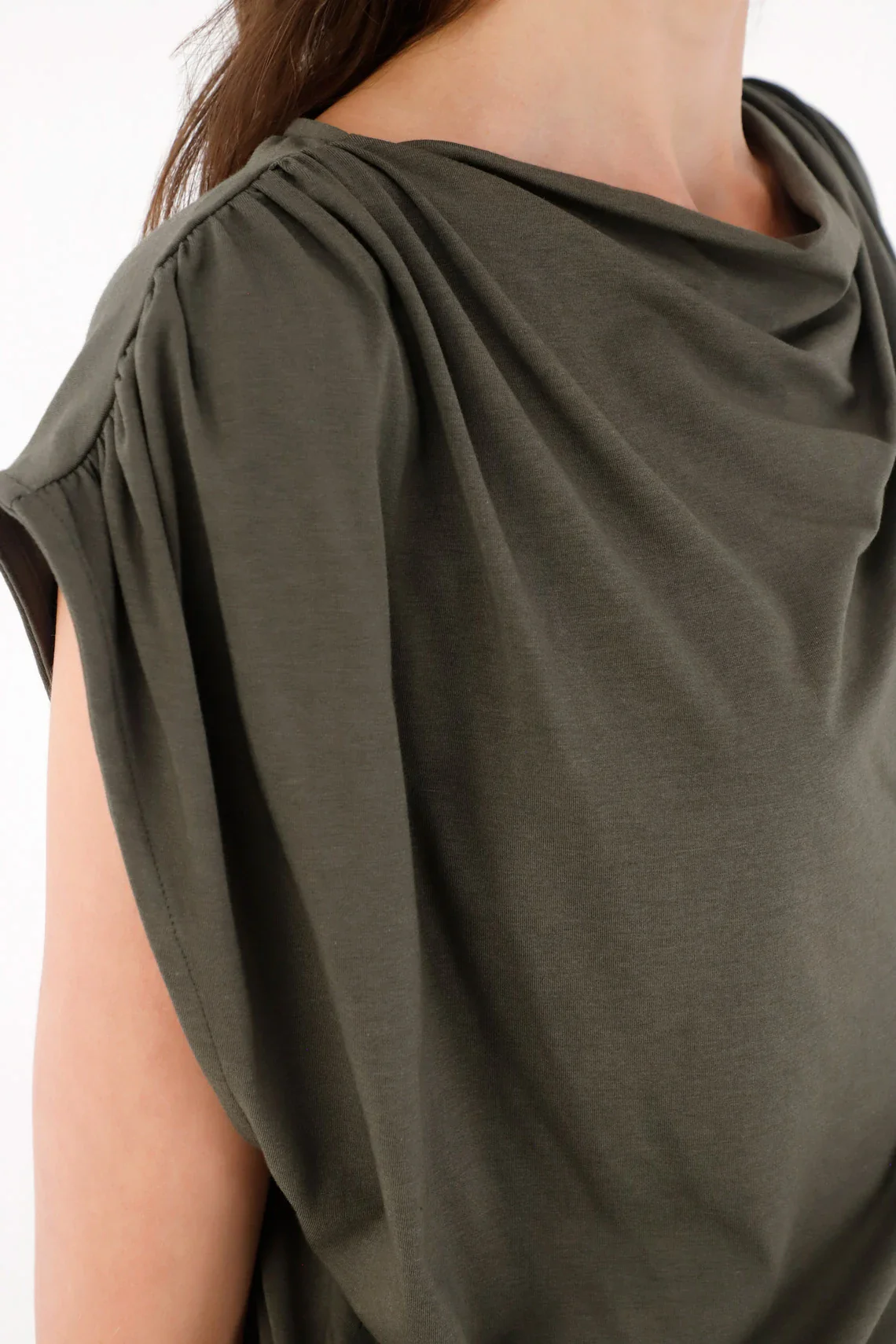 Gray Draped T-Shirt for Women - Image 3
