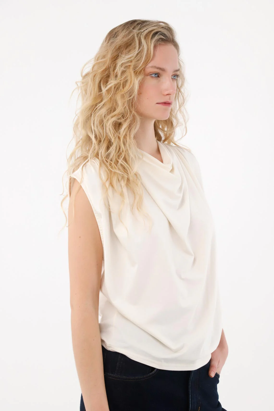 Off-White Draped T-Shirt for Women - Image 2