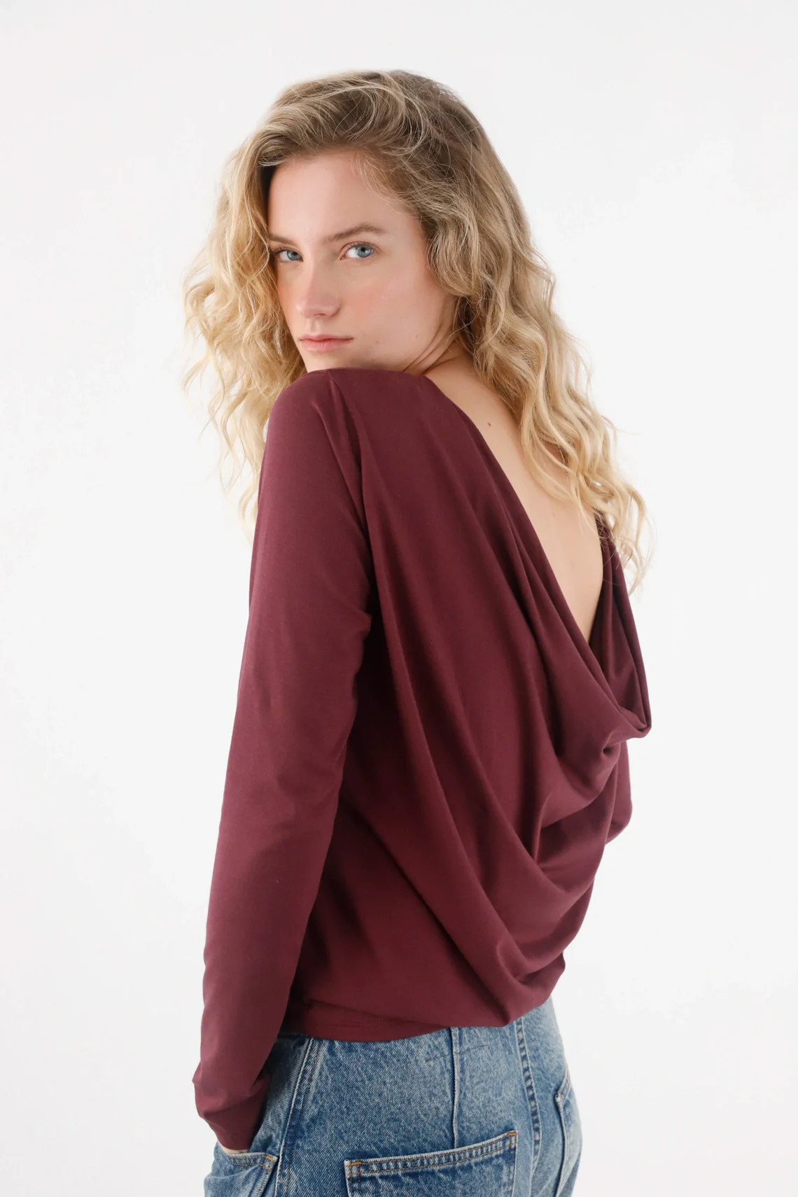 Purple Draped T-Shirt for Women - Image 2