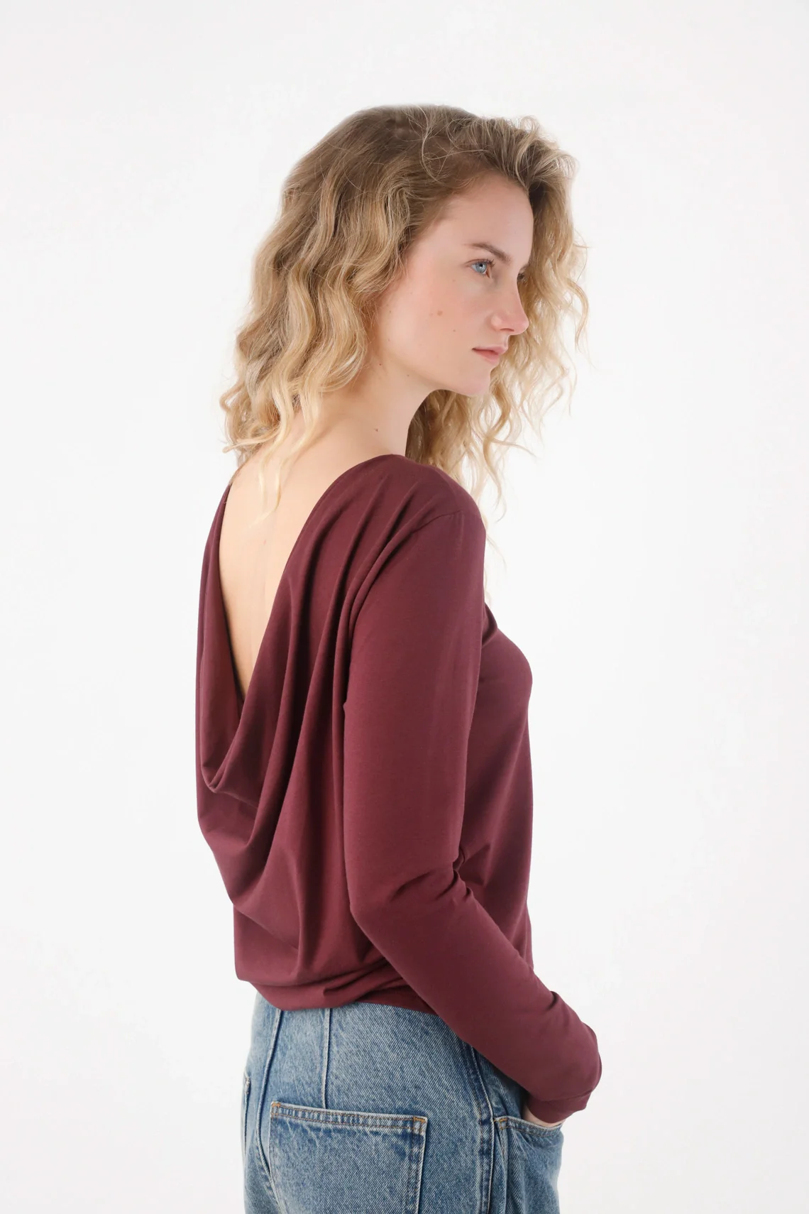 Purple Draped T-Shirt for Women - Image 3