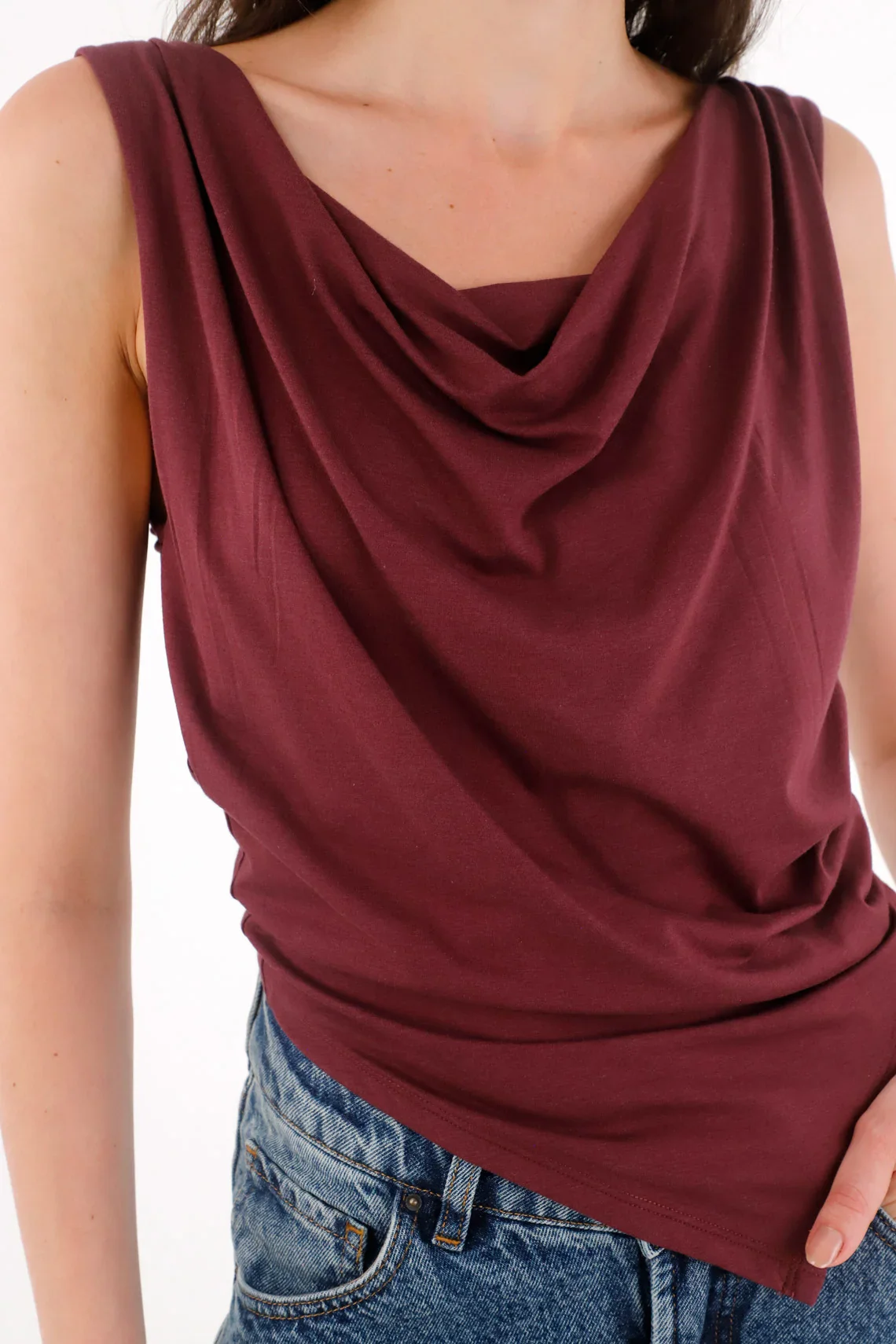Wine Draped T-Shirt for Women - Image 3