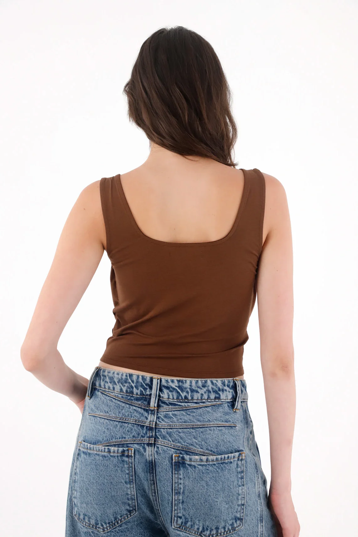 Brown Draped T-Shirt for Women - Image 4