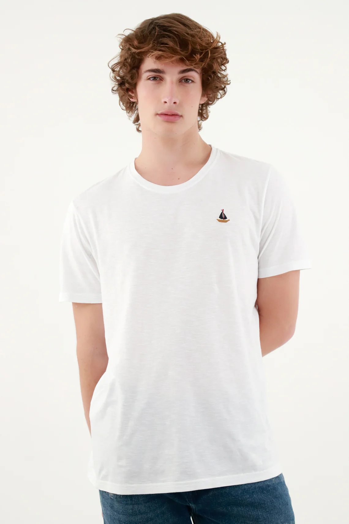 Men's White Tee with Mini Detail - Image 3