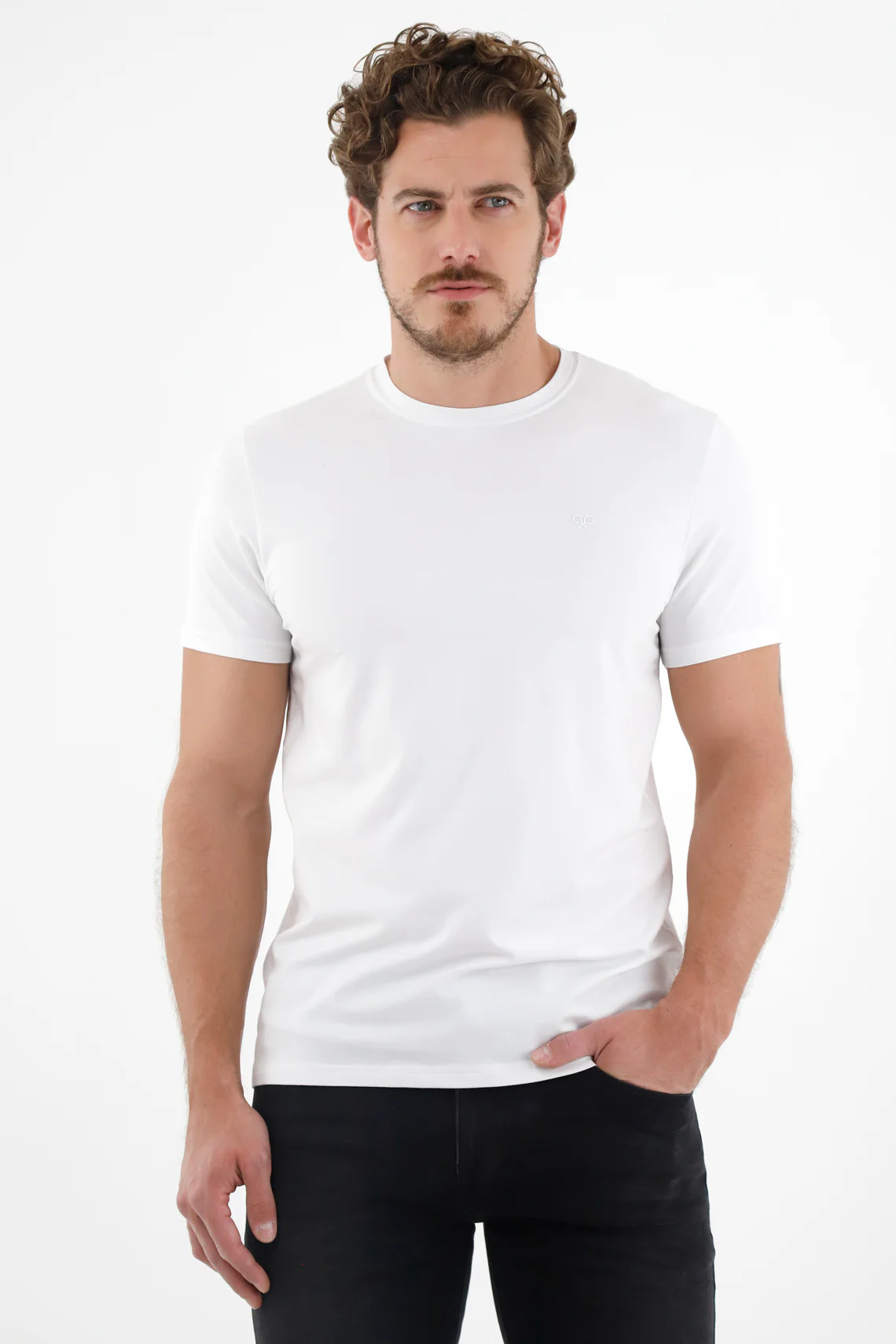 Men's White Crew Neck T-Shirt - Image 3