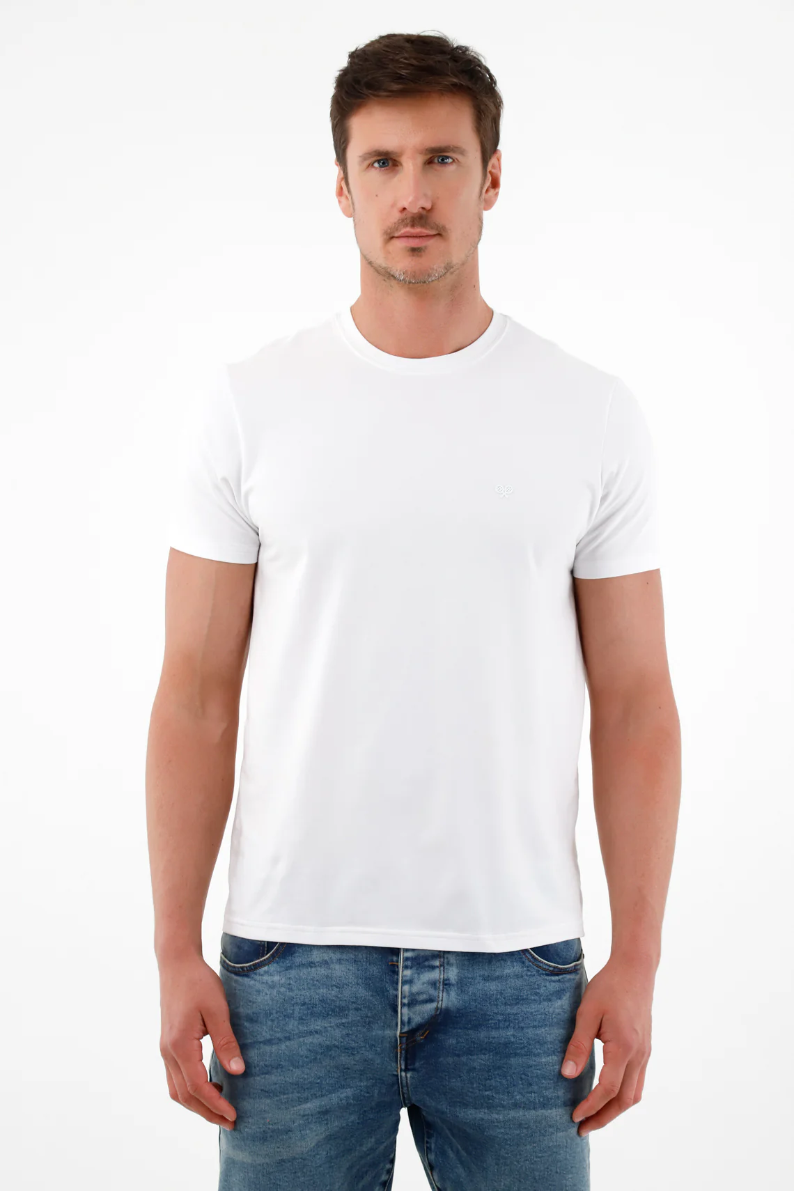 White Crew Neck T-Shirt for Men