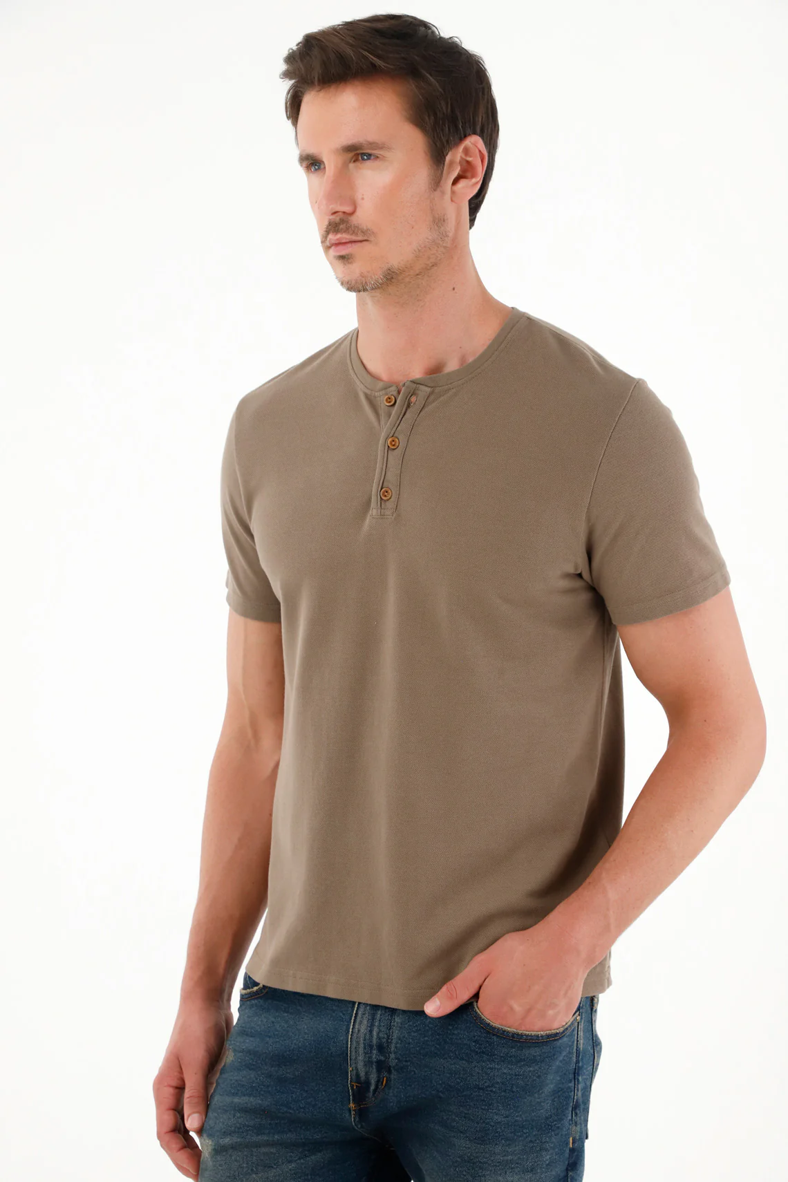 Men's Regular Fit Brown T-Shirt - Image 2