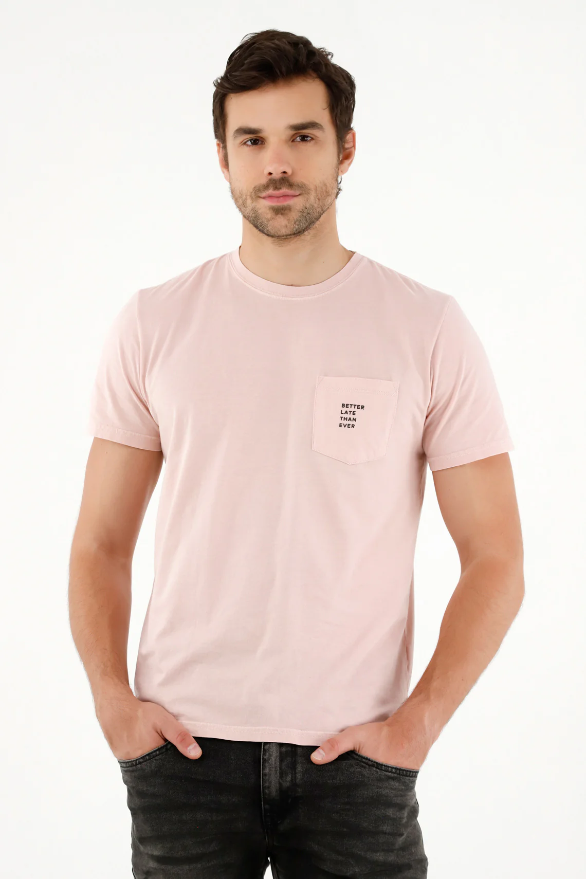 Men's Pink T-Shirt with Pocket - Image 3