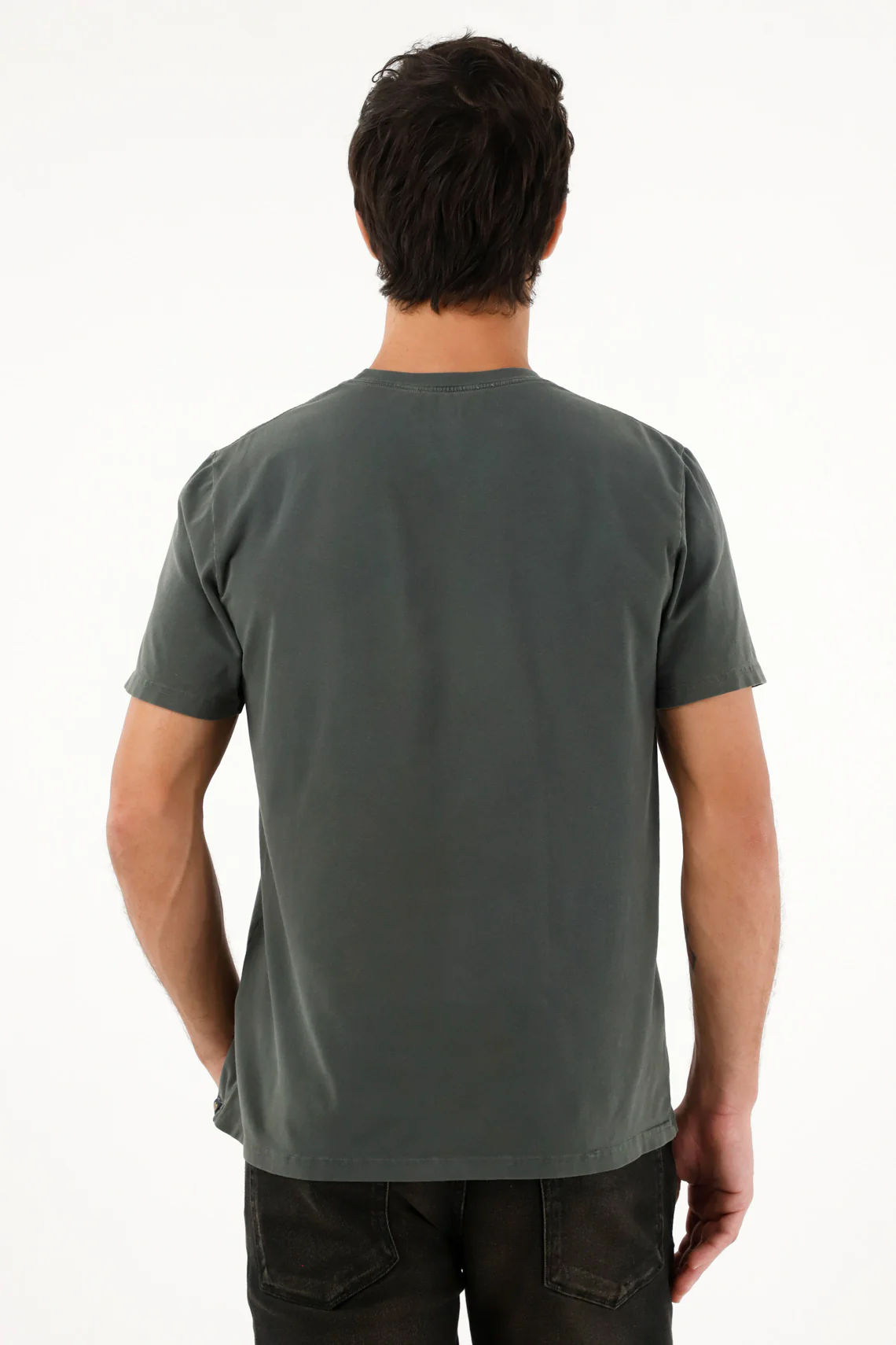 Men's Basic Green Short Sleeve T-Shirt - Image 4