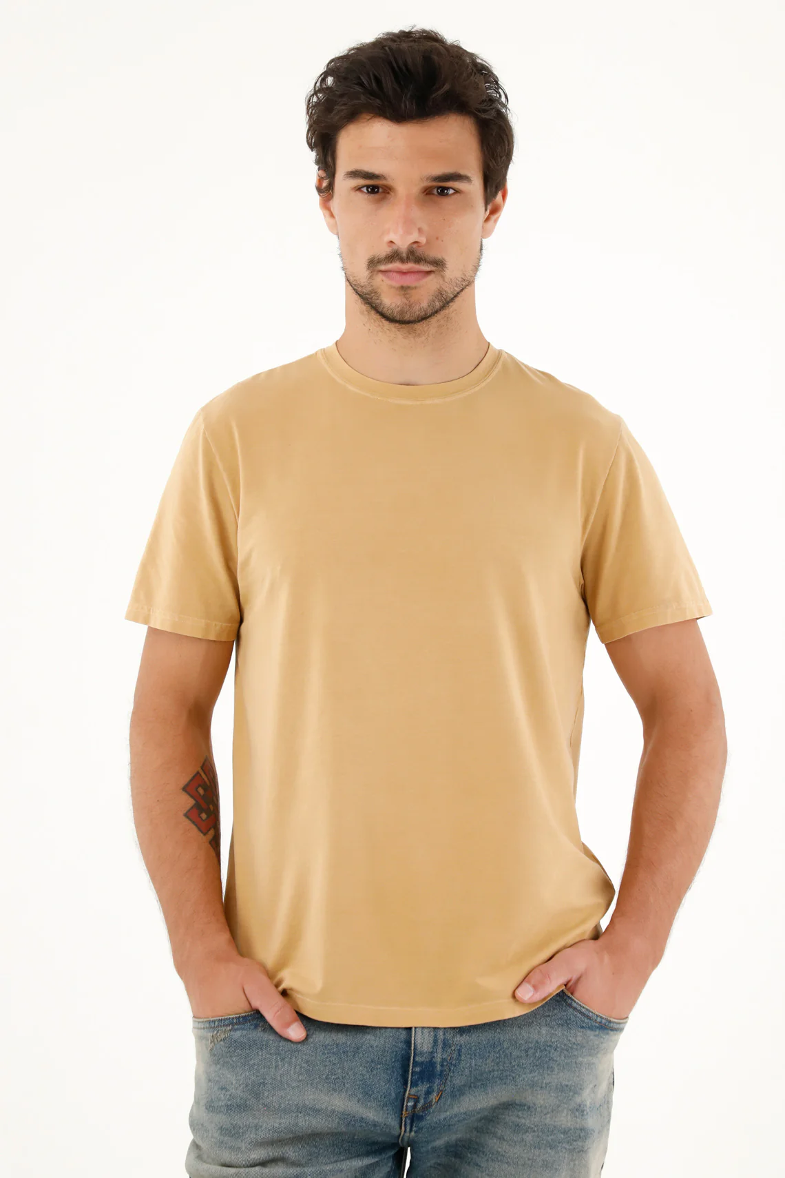 Men's Brown Crew Neck T-Shirt - Image 2
