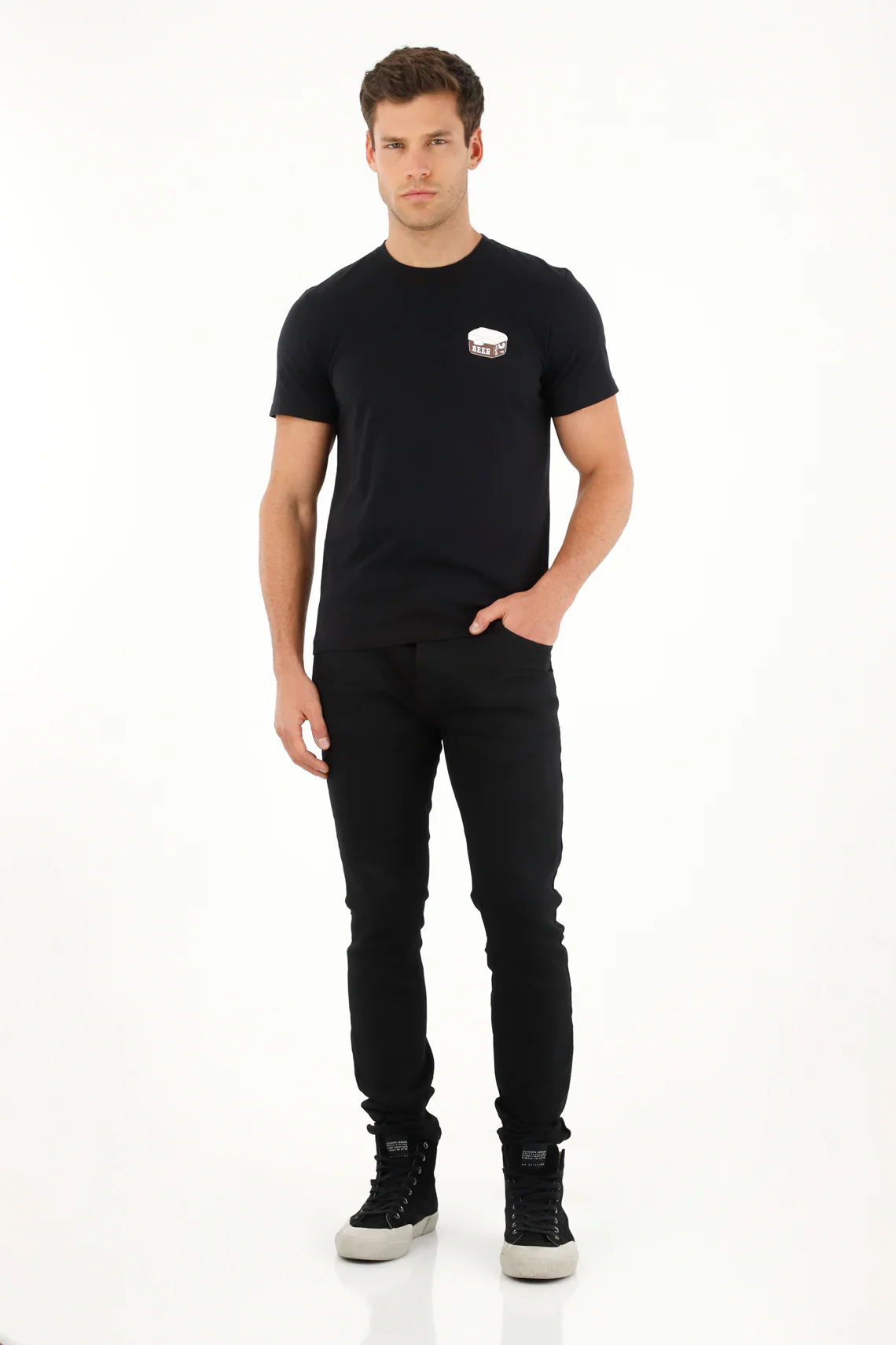 Men's Regular Fit Printed Black T-Shirt - Image 2
