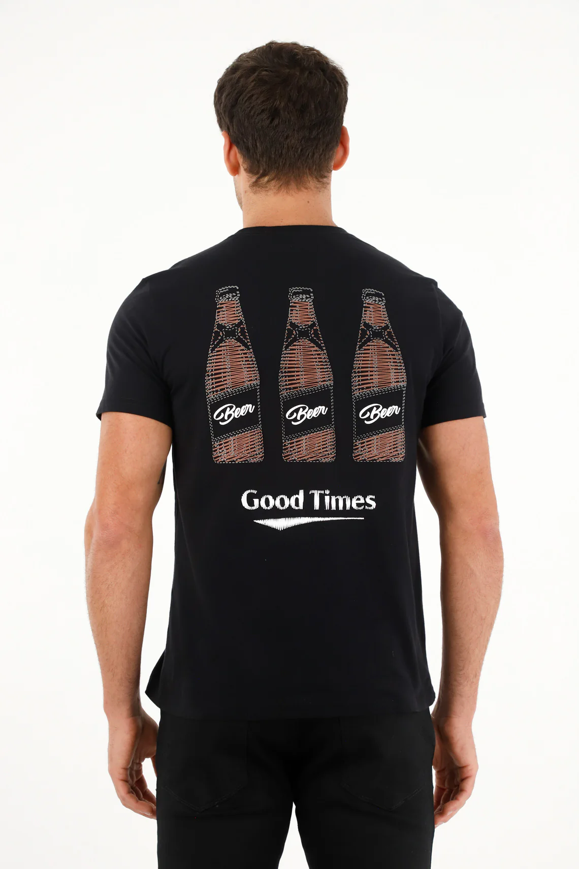 Men's Regular Fit Printed Black T-Shirt - Image 4
