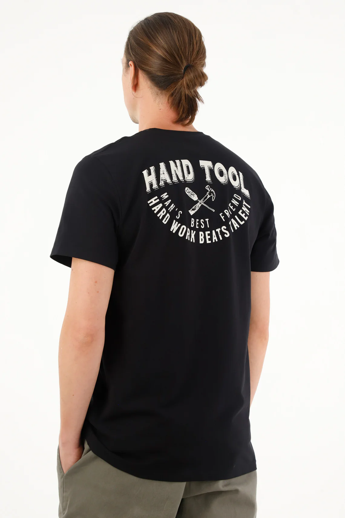 Men's black graphic print t-shirt on the back - Image 4