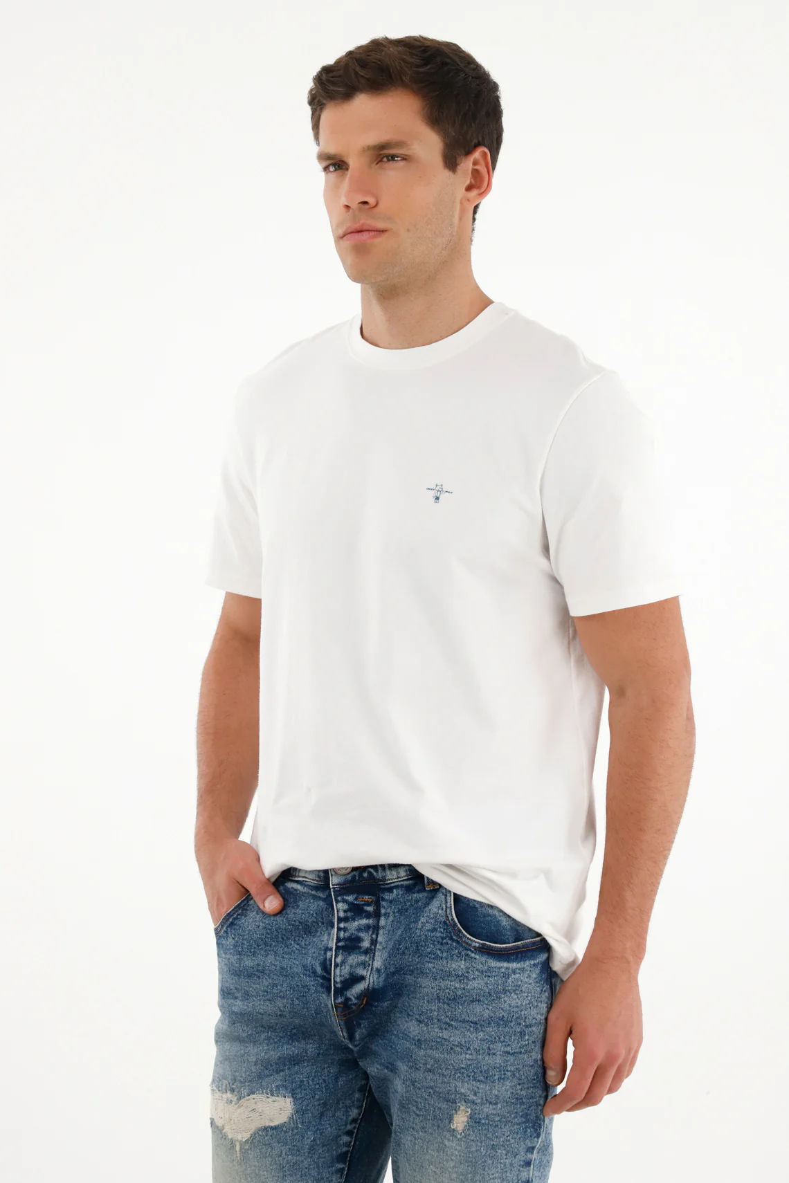 Men's Lucky Wolf Graphic White T-Shirt