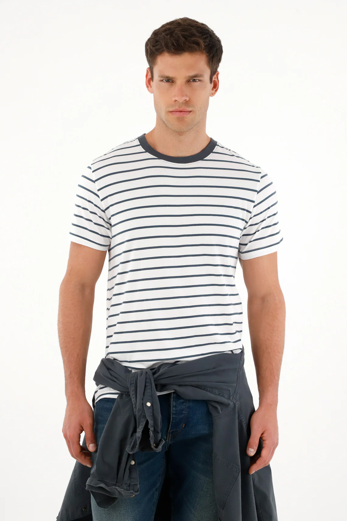 Men's cream striped t-shirt