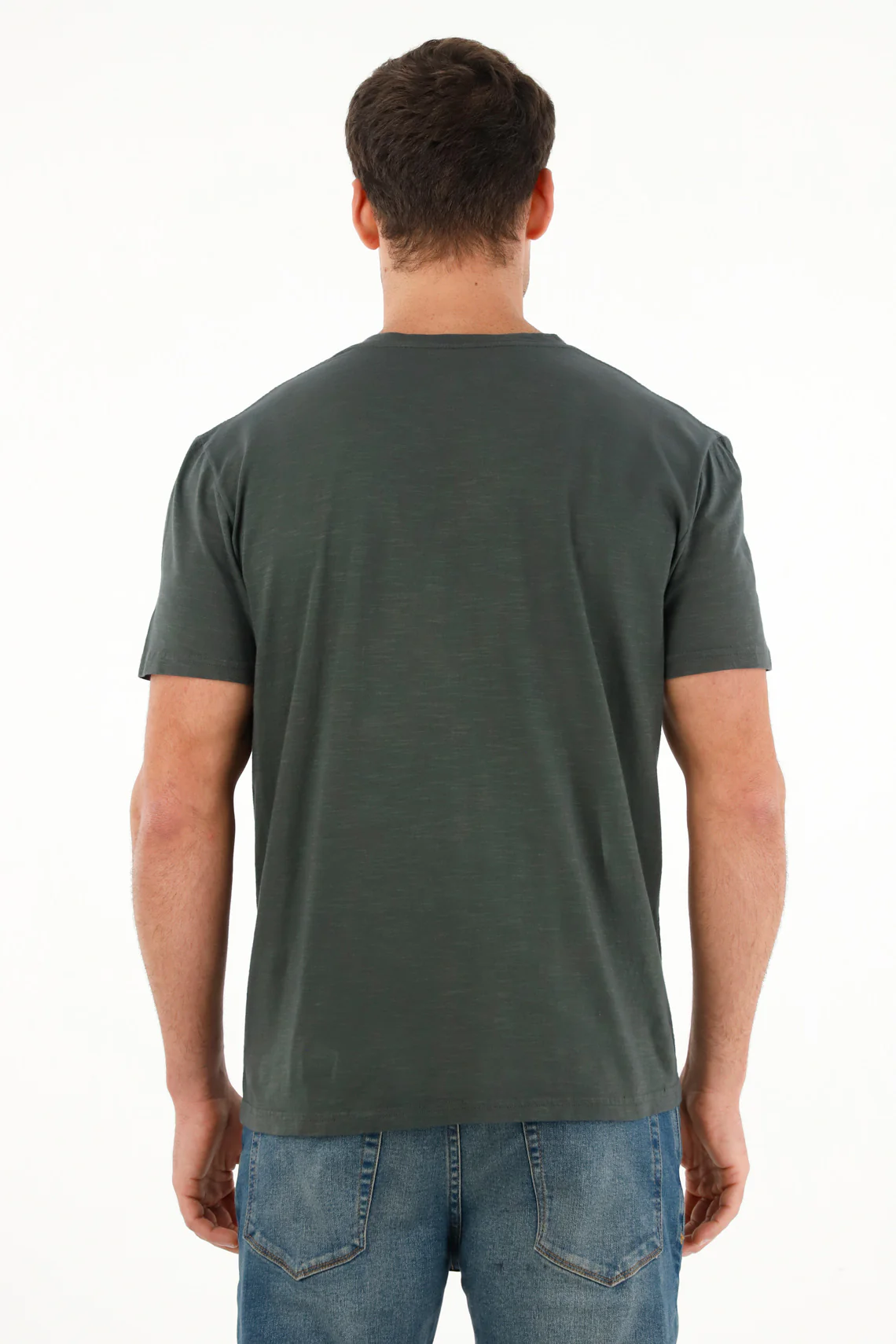Men's blue t-shirt with decorative embroidery. - Image 4