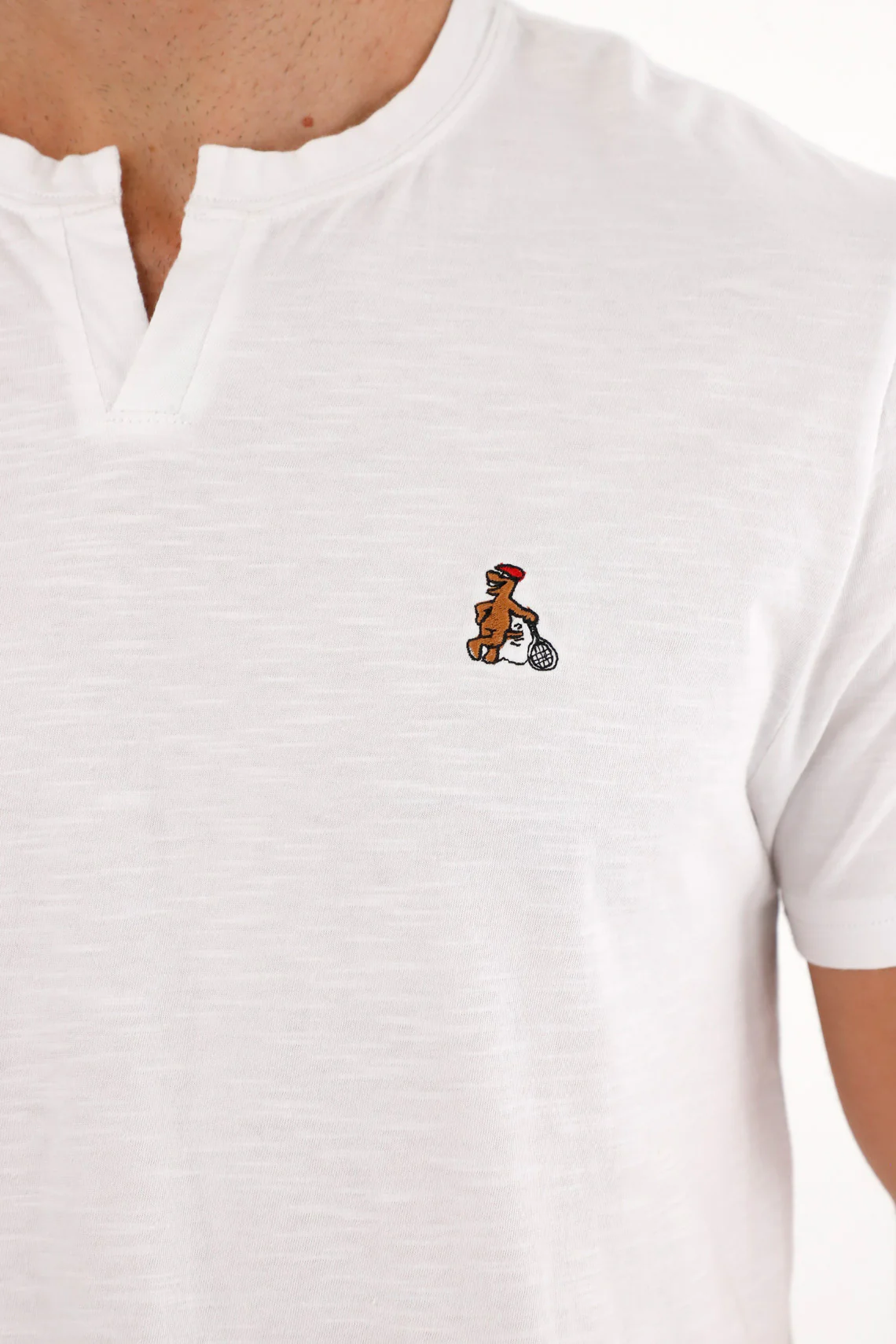 Men's White V-Neck T-Shirt - Image 3