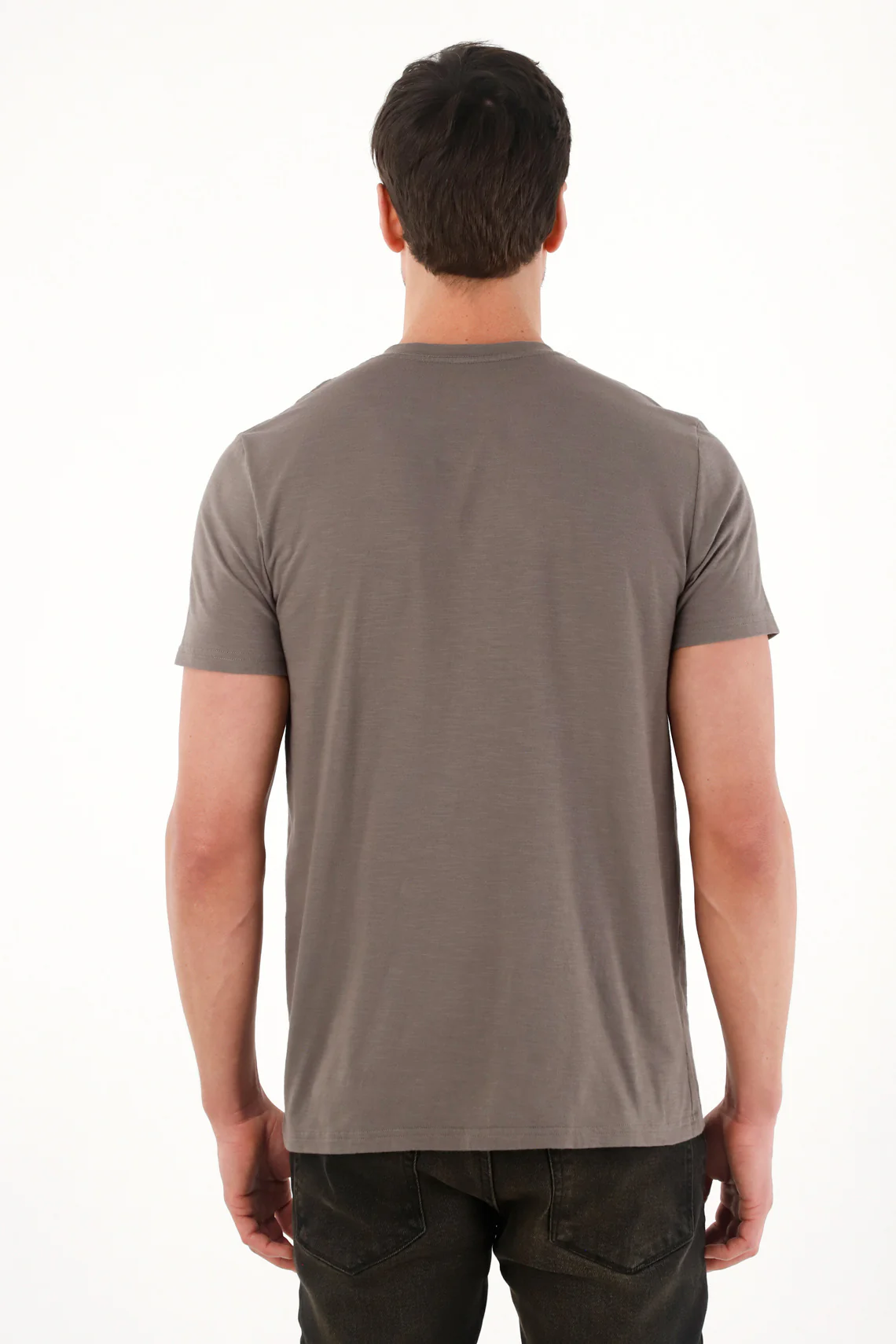 Men's Grey Neru Collar T-Shirt - Image 4