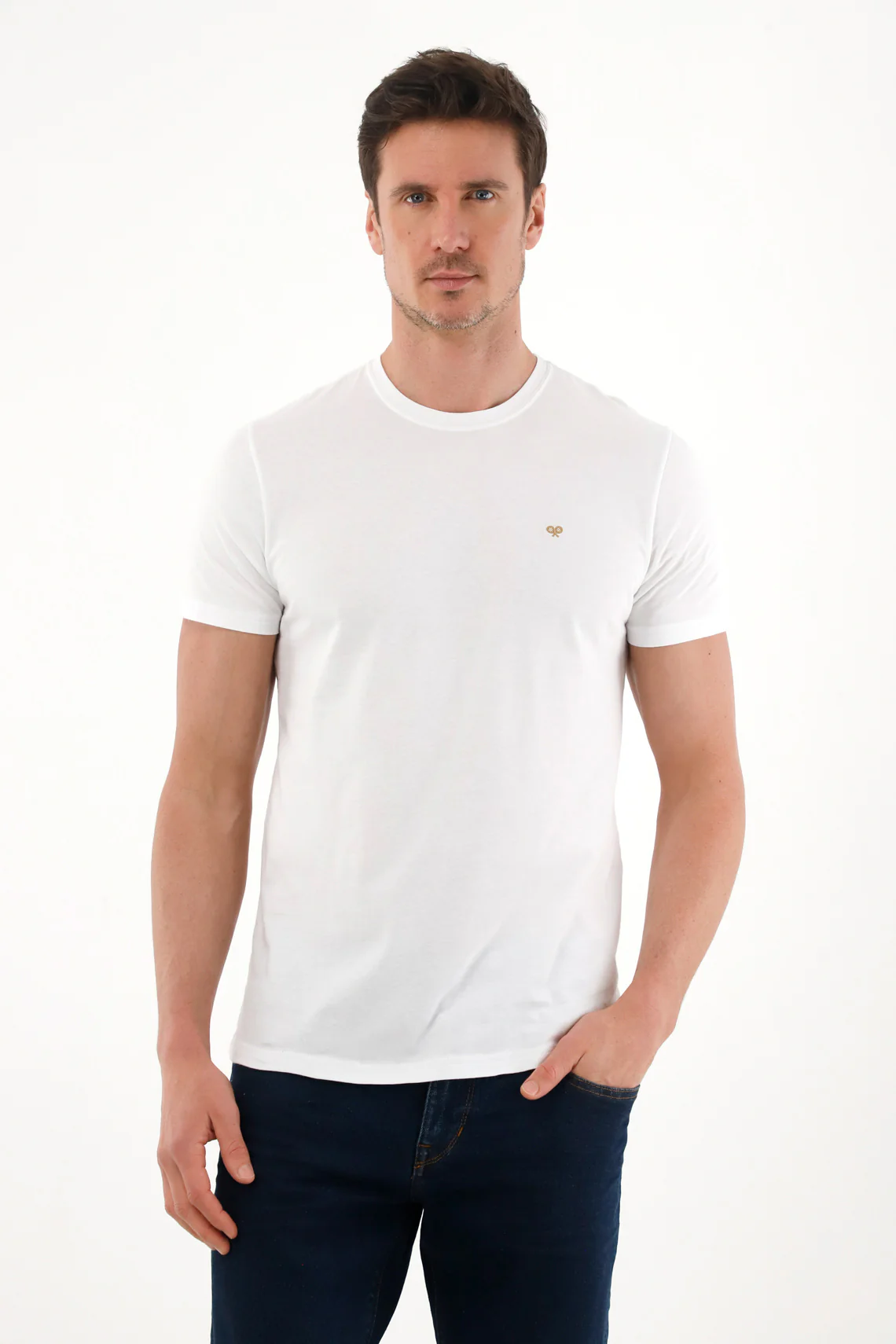 White Printed Crew Neck T-Shirt for Men