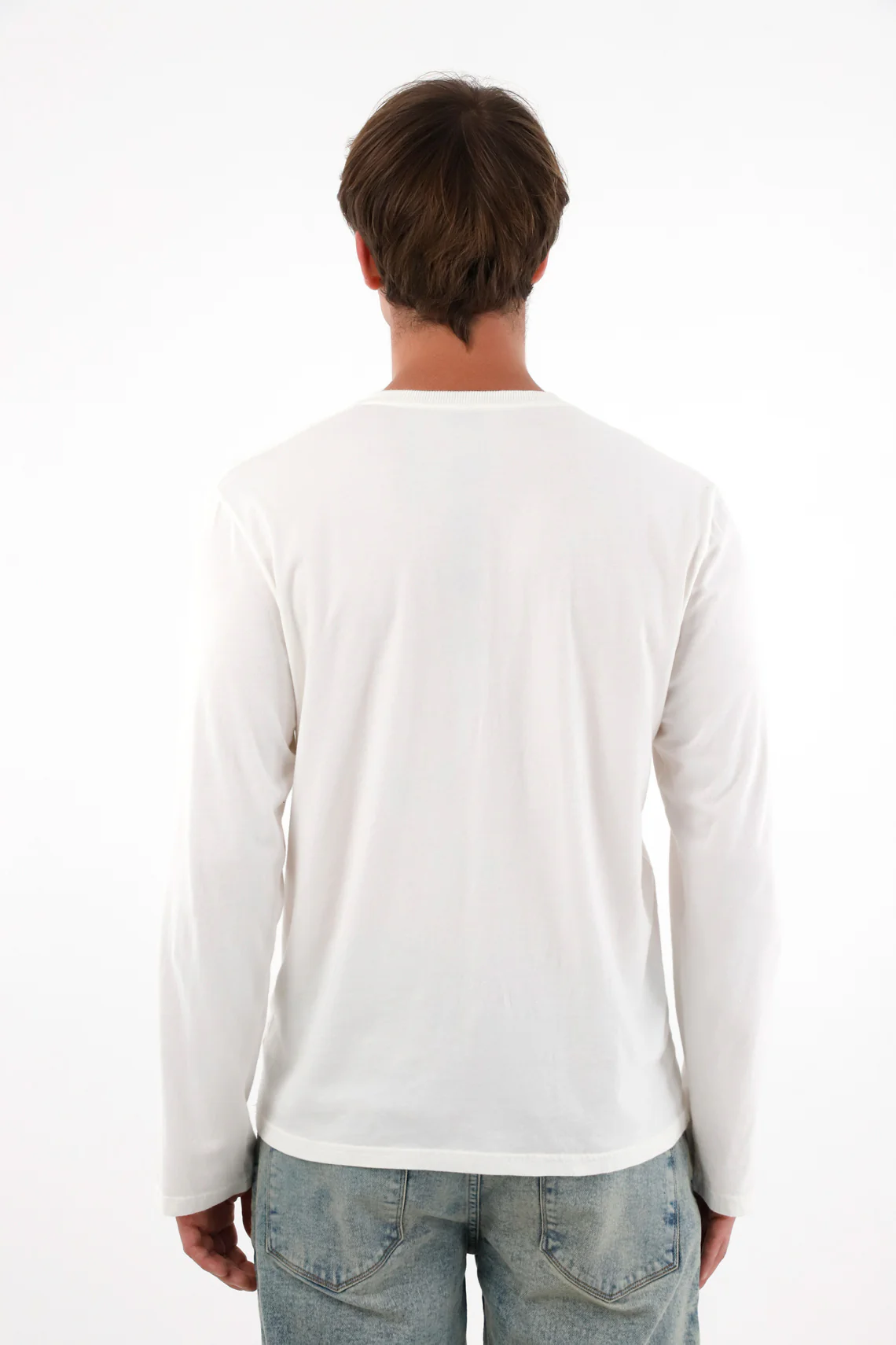 Men's Long Sleeve Button-Up Shirt in Cream - Image 4