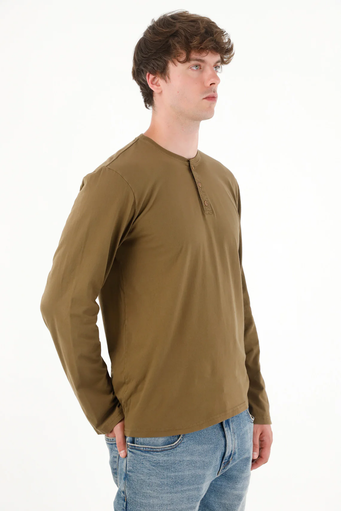 Men's Long Sleeve Button-Up Shirt in Brown - Image 3