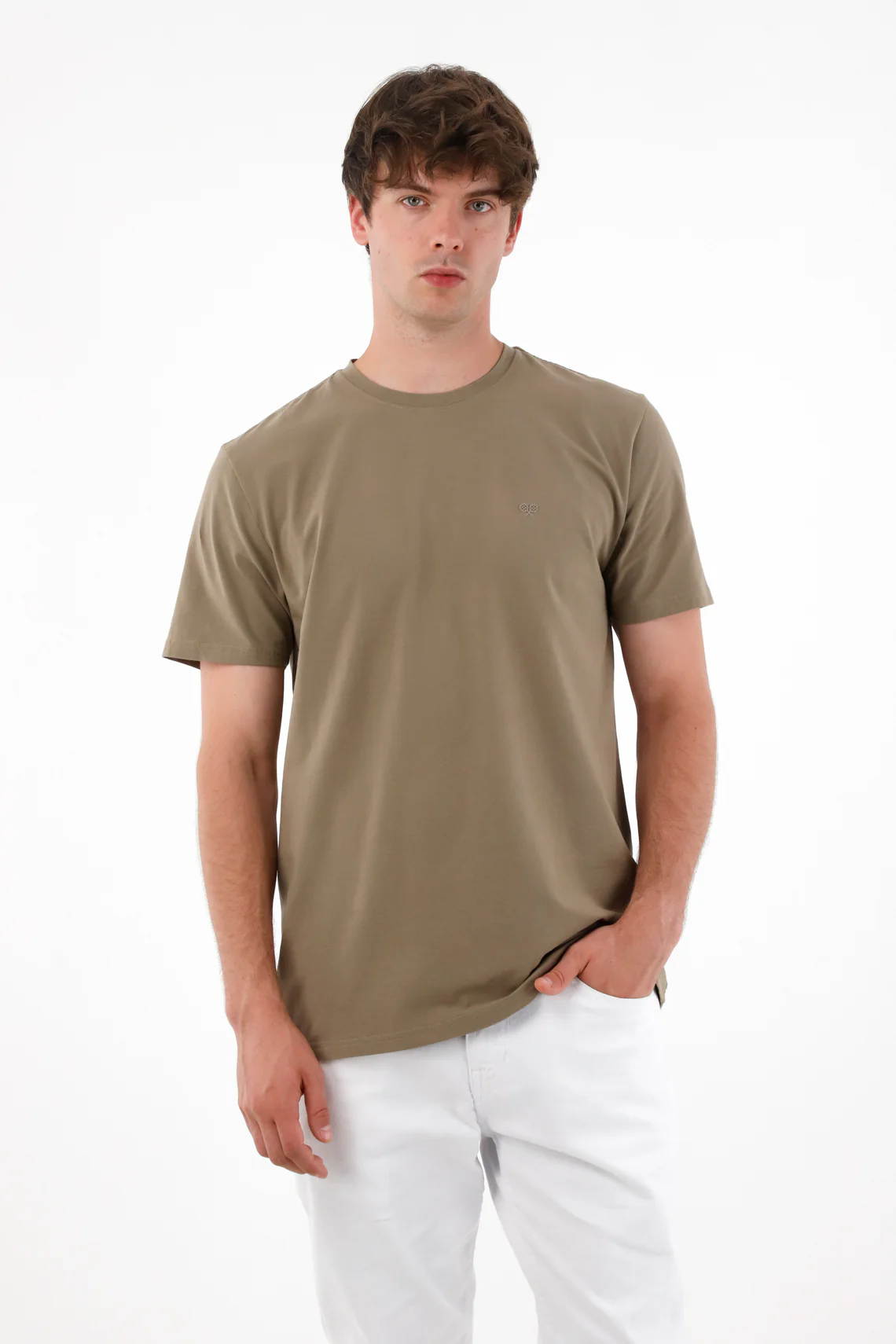 Men's Brown T-Shirt with Racquet Print