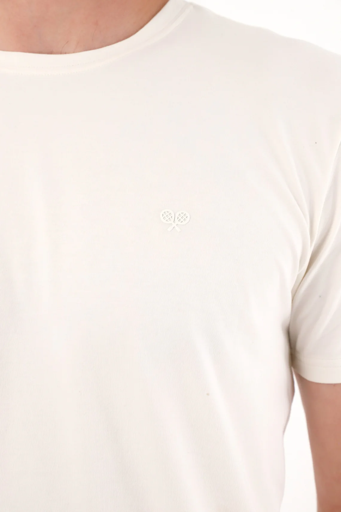 Men's Cream Graphic Tennis T-Shirt - Image 2