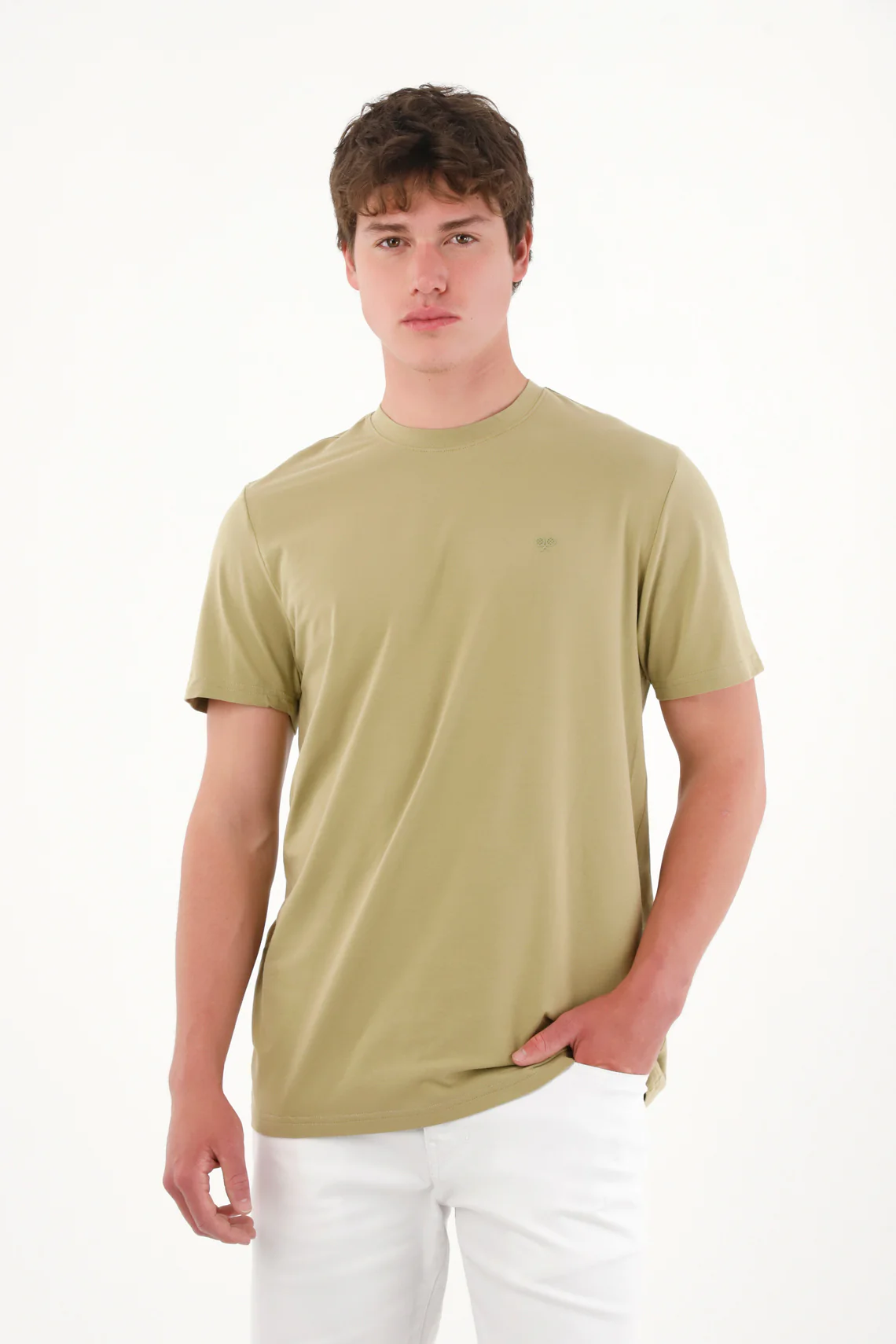 Basic Green Mini Print T-Shirt for Men