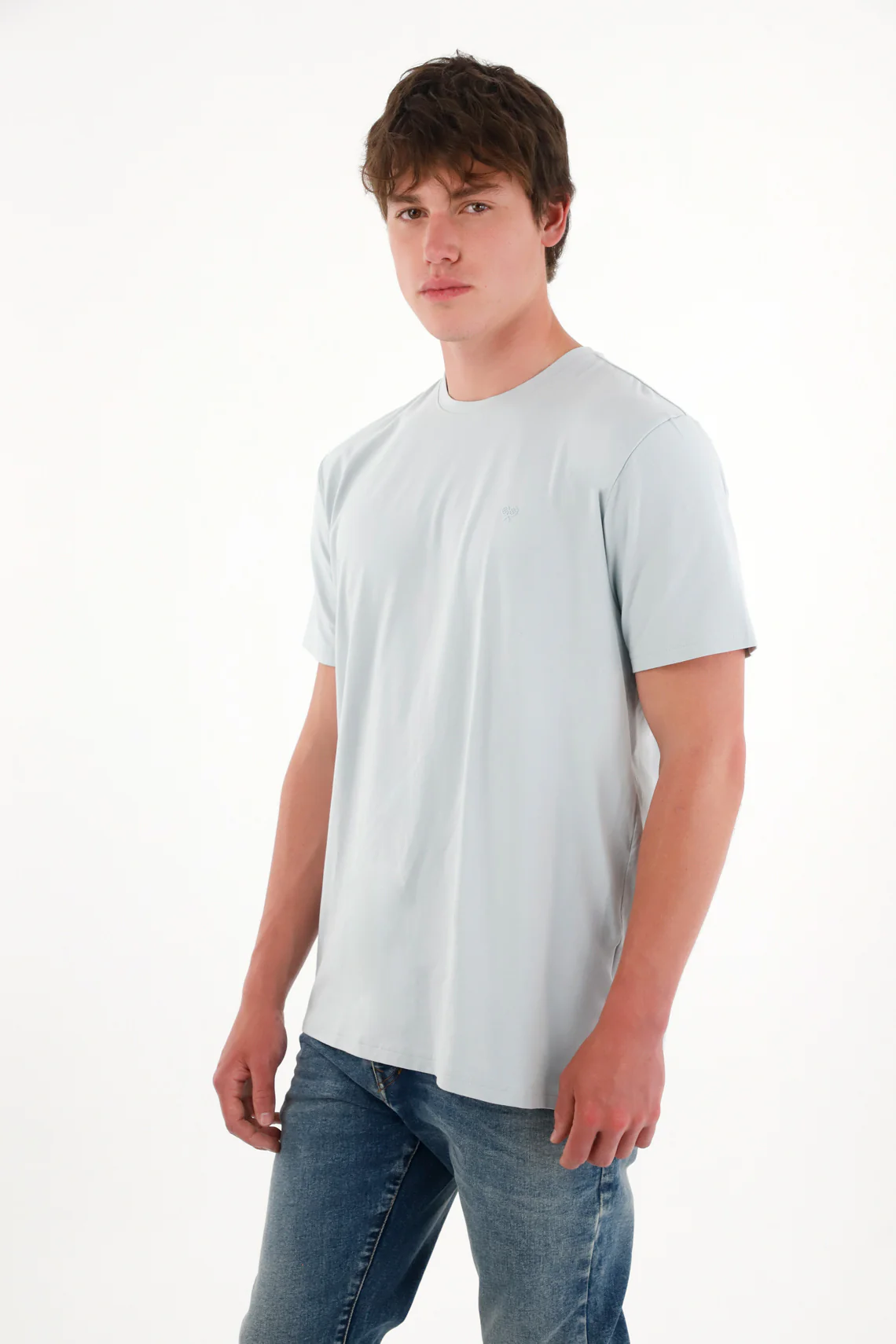 Basic Blue Mini Print T-Shirt for Men